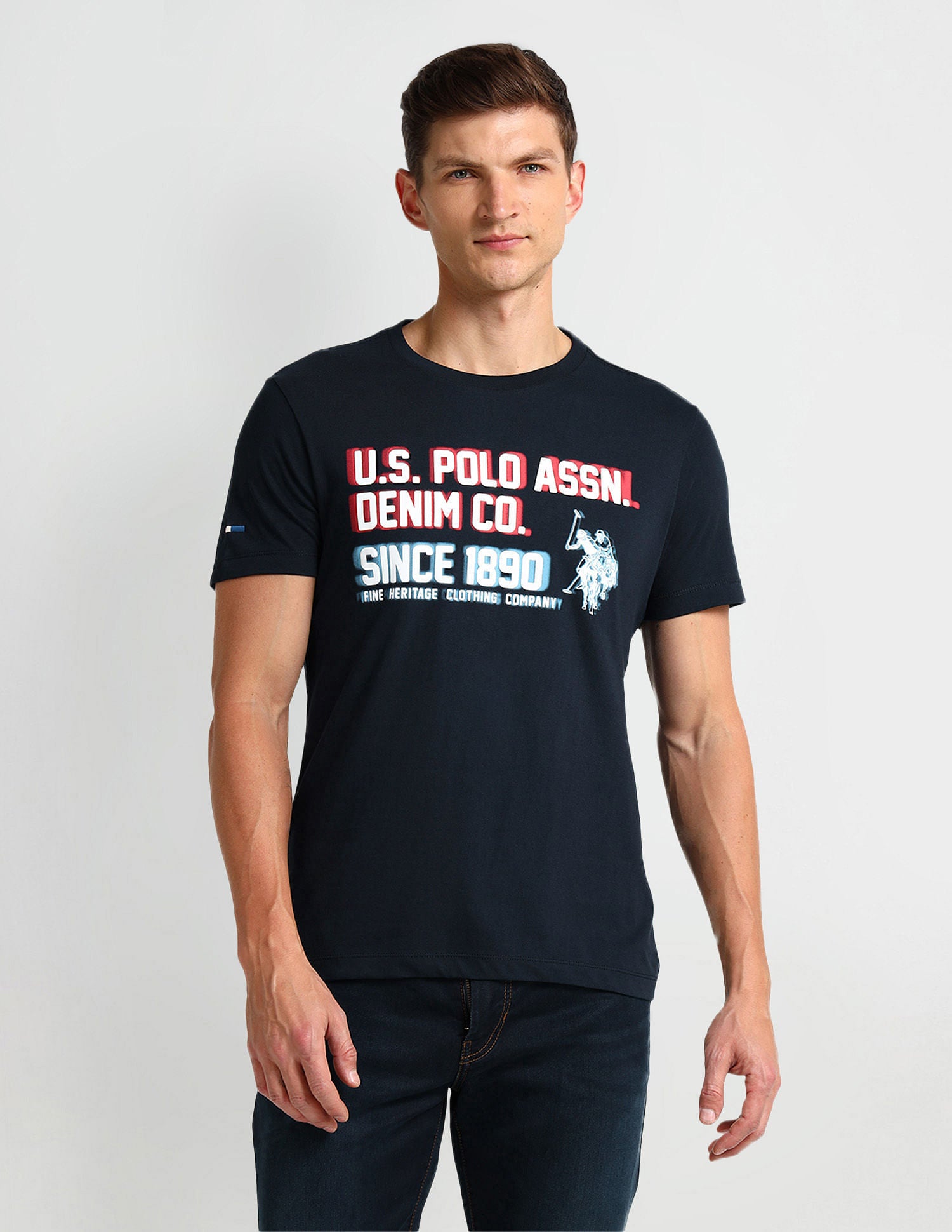 Muscle Fit Typography T-Shirt White - U.S. Polo Assn. India | Large