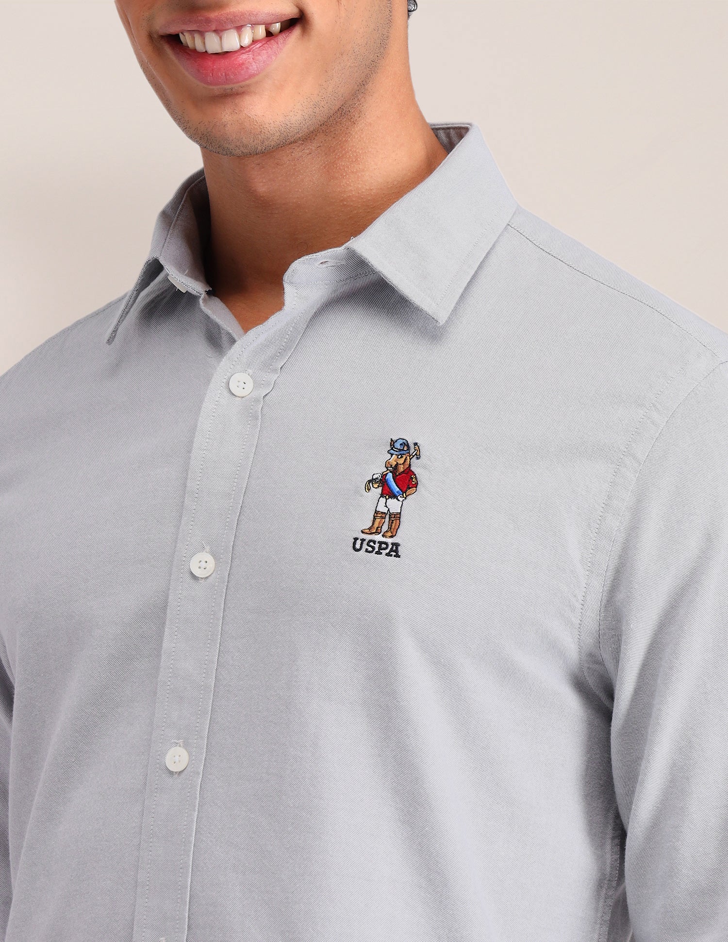 Solid Cotton Shirt Light Grey - U.S. POLO ASSN. | Large