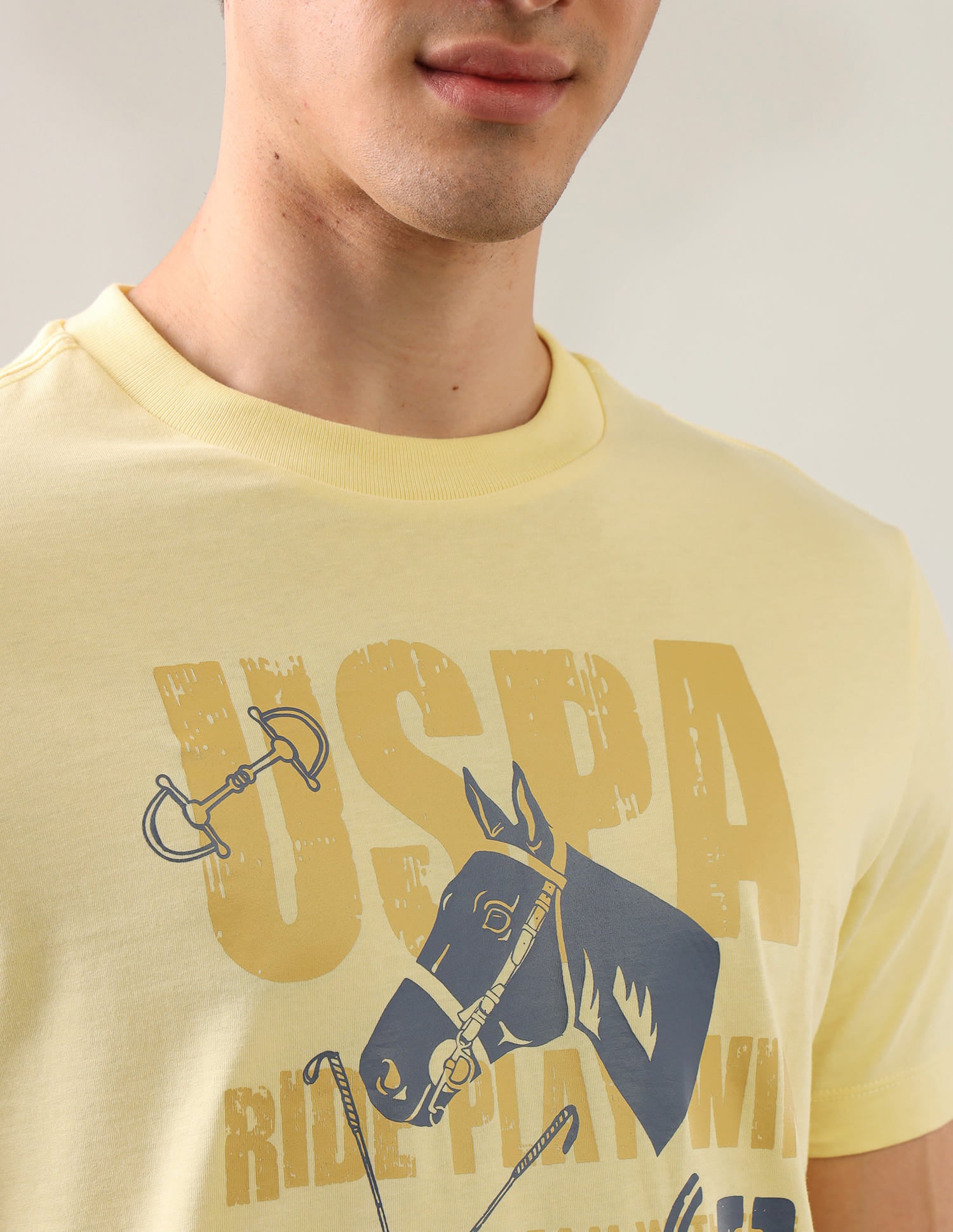 Graphic Brand Printed Regular Fit T-Shirt Yellow - U.S. Polo Assn. India | Large