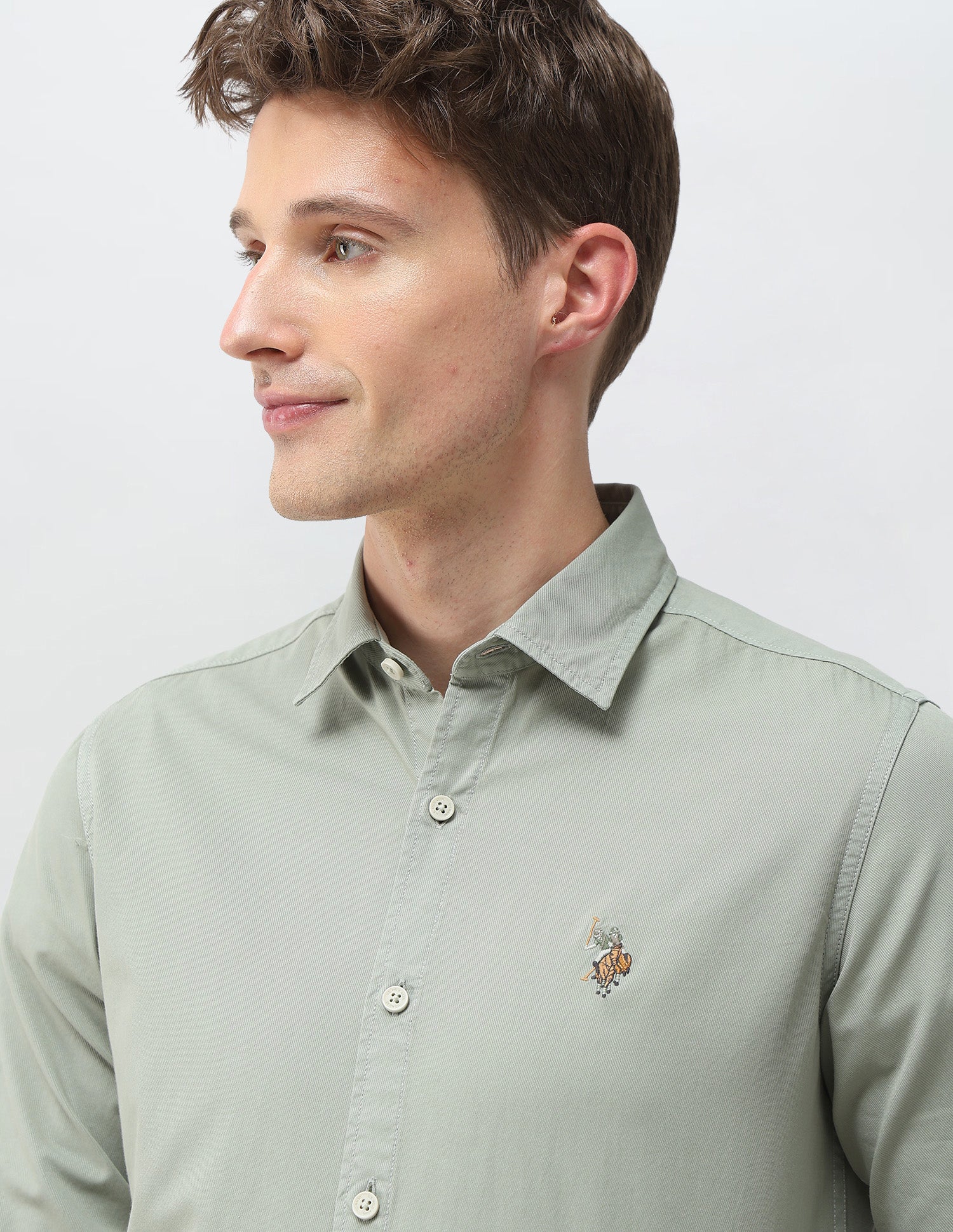 Solid Twill Shirt Light Green - U.S. Polo Assn. India | Large
