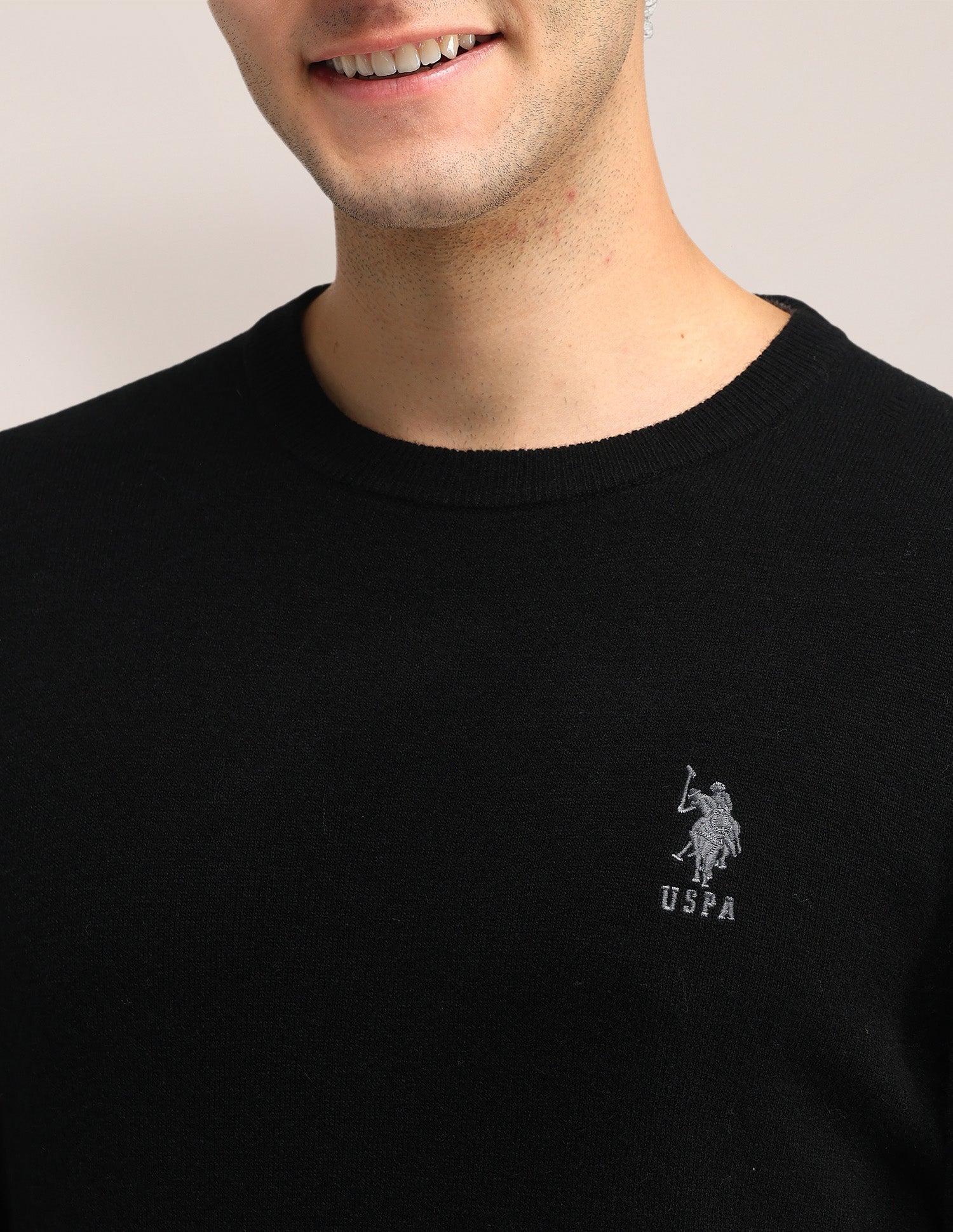 Solid Regular Fit Sweater Black - U.S. Polo Assn. India | Large