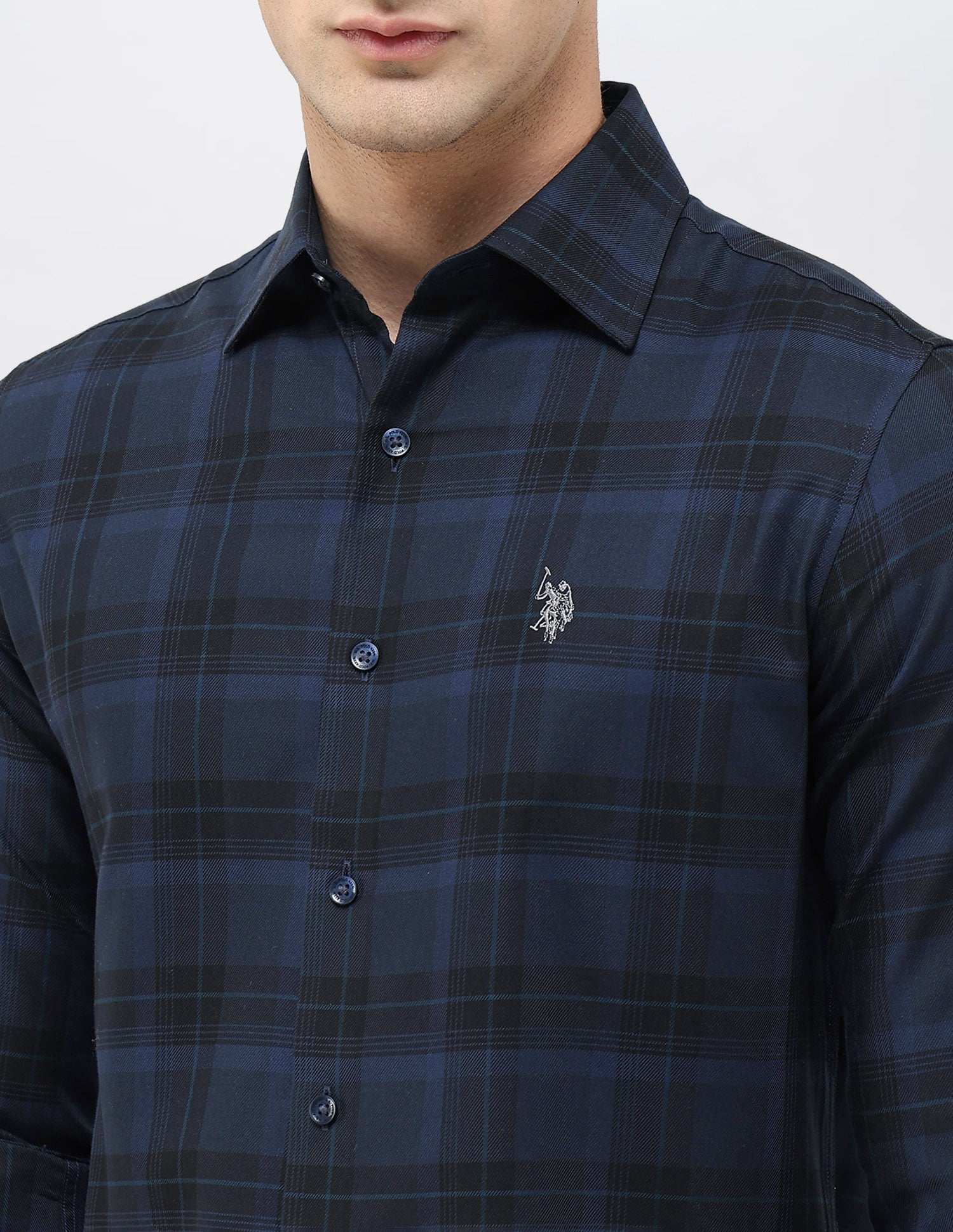 Tartan Checked Twill Shirt Navy - U.S. POLO ASSN. | Large