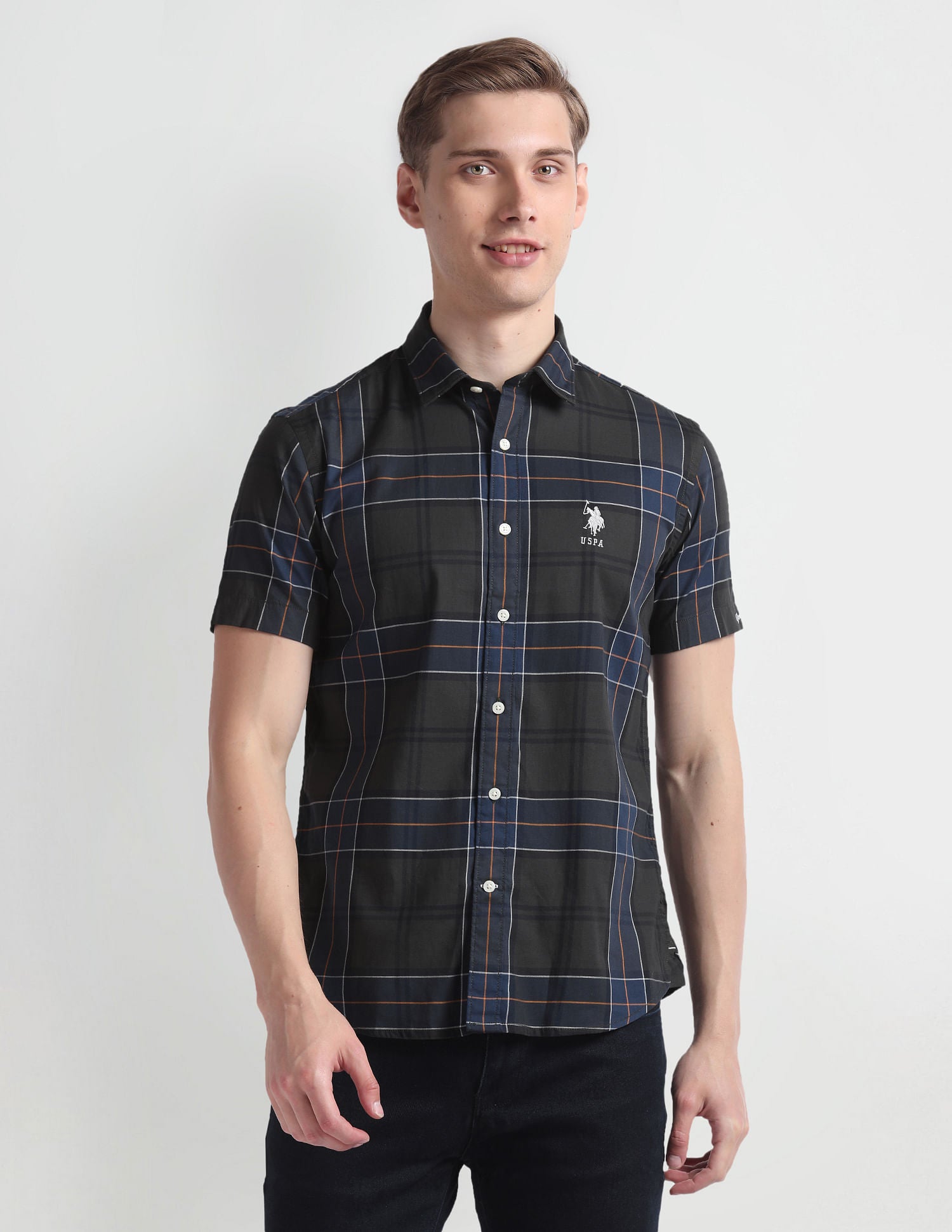 Tartan Check Cotton Shirt Navy - U.S. Polo Assn. India | Large