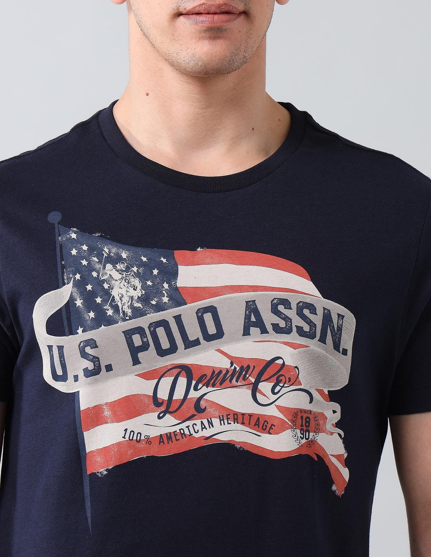 Muscle Fit Brand Printed T-Shirt Navy - U.S. Polo Assn. India | Large