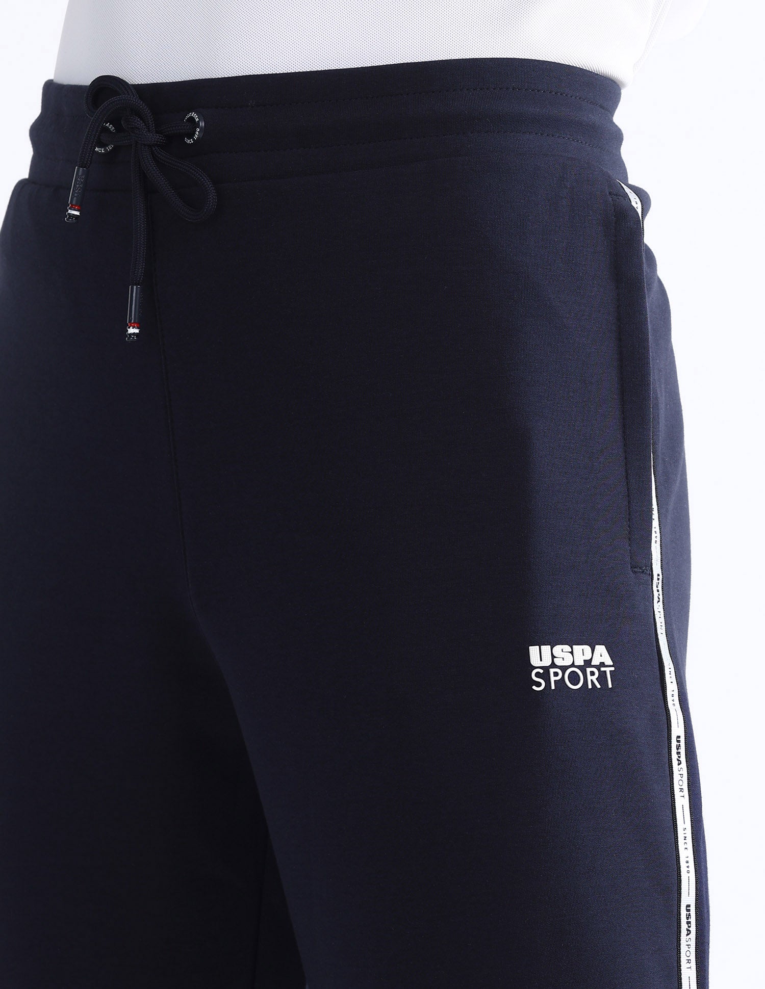 Mid Rise Solid Active Track Pants Navy - U.S. Polo Assn. India | Large