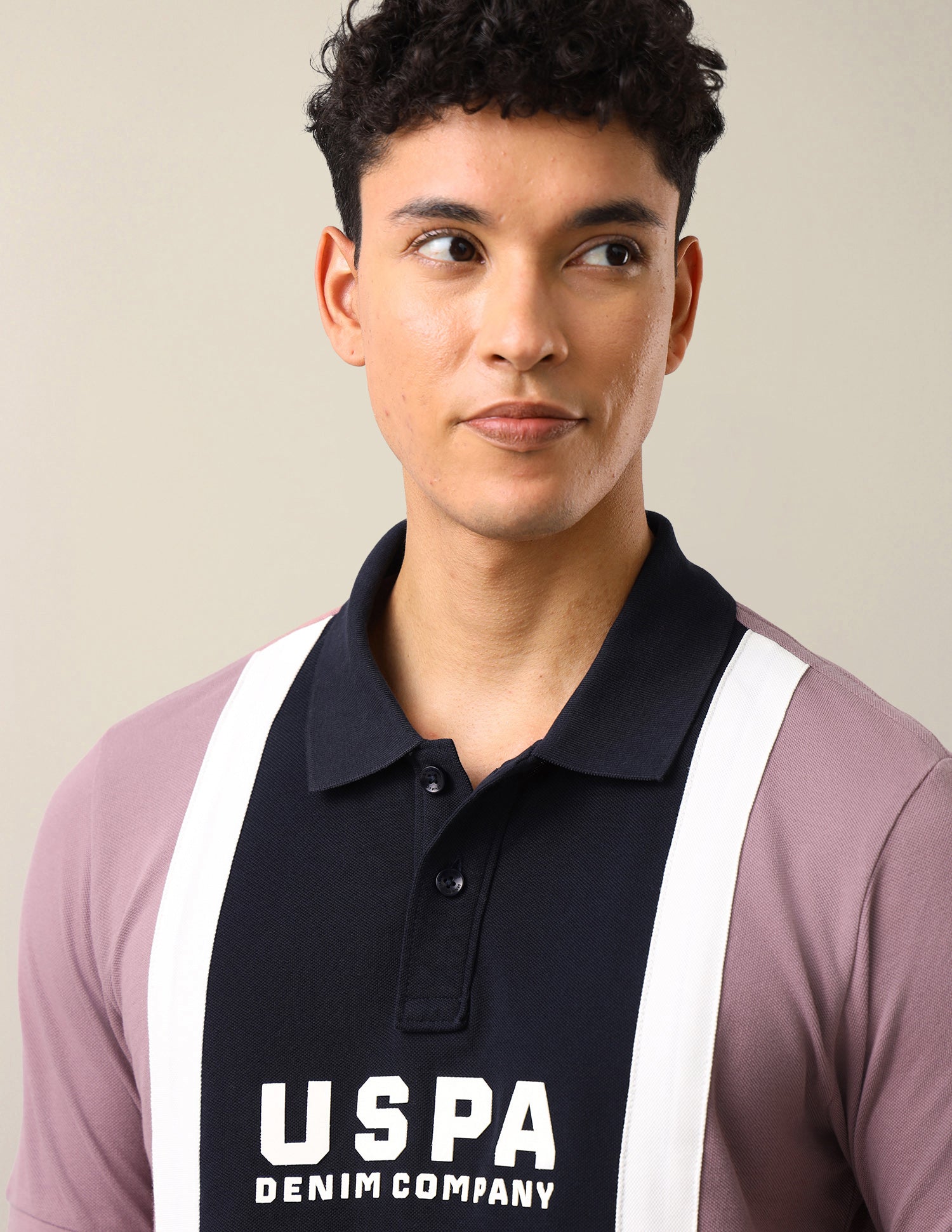Colourblocked Slim Fit Polo Shirt Dark Pink - U.S. Polo Assn. India | Large