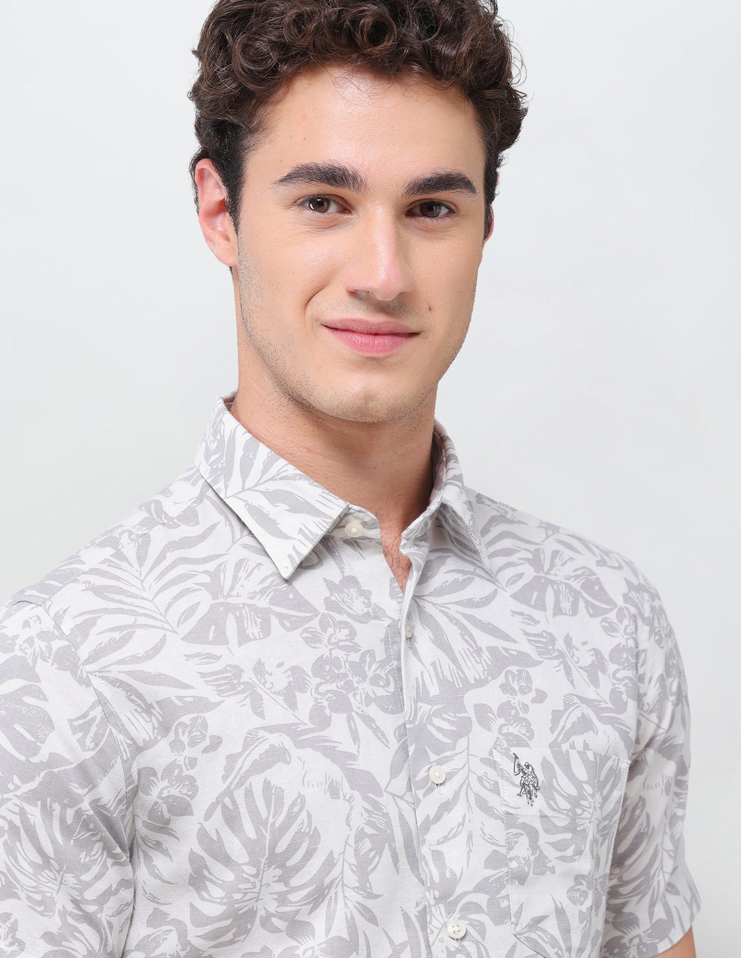 Floral Printed Regular Fit Shirt Grey - U.S. Polo Assn. India | Large