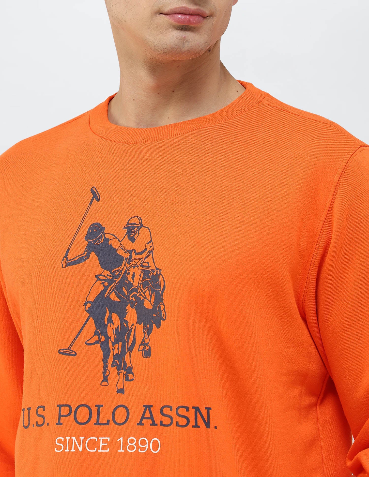Brand Printed Regular Fit Sweatshirt Orange - U.S. POLO ASSN. | Large
