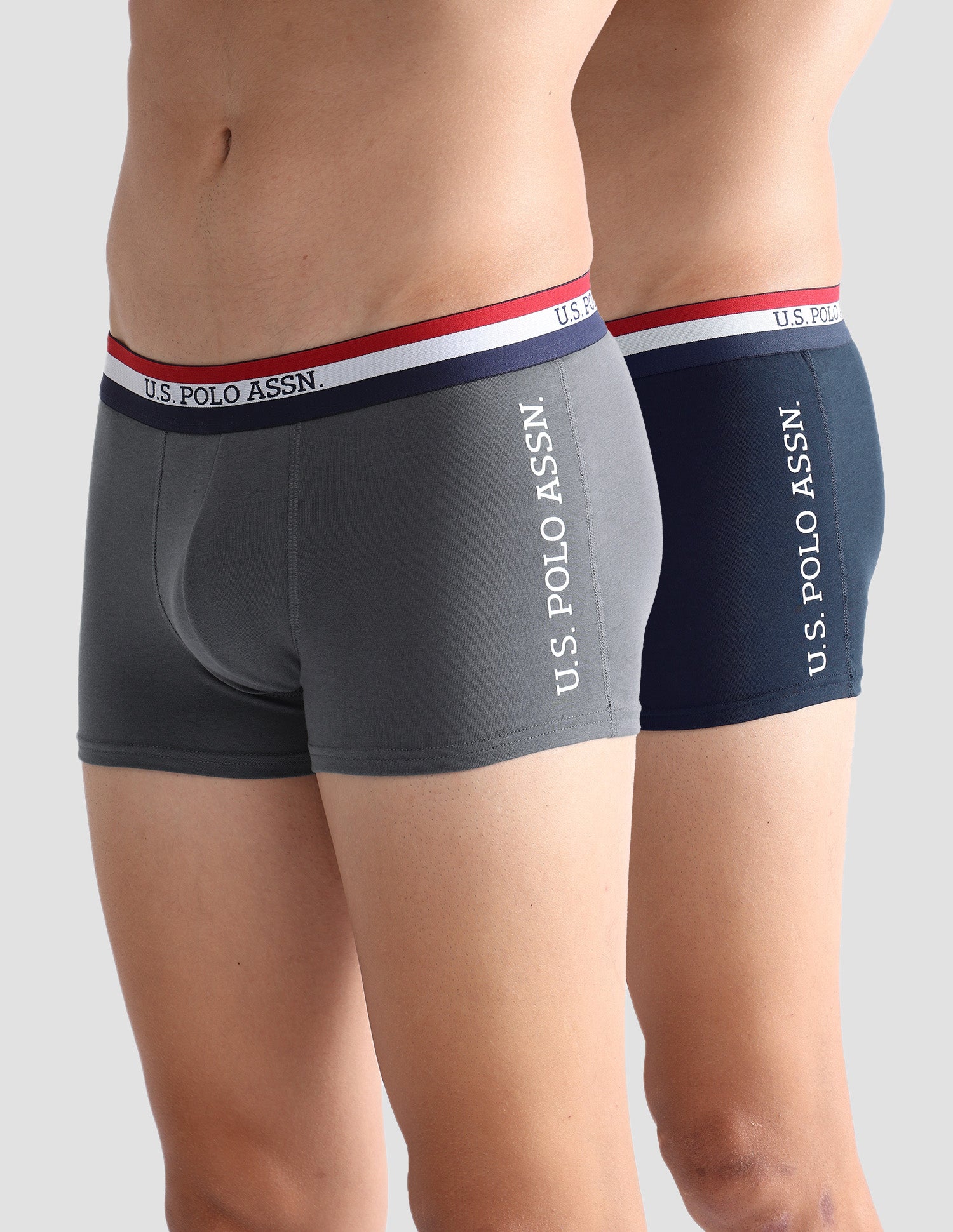 Solid Antibacterial ET002 Trunks - Pack Of 2 Navy and Iron Gate - U.S. POLO ASSN. | Large