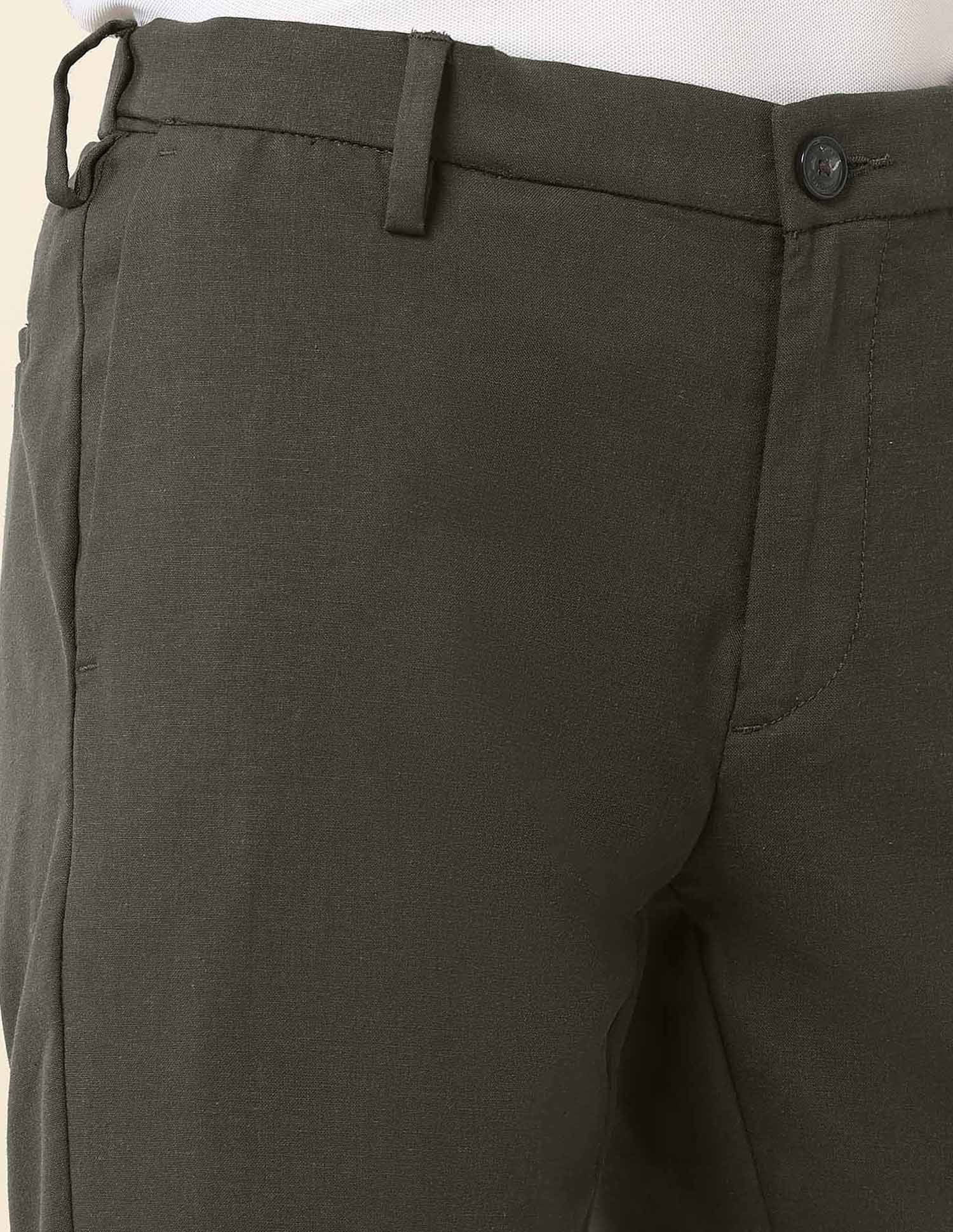 Austin Slim Fit Solid Trousers Olive - U.S. Polo Assn. India | Large