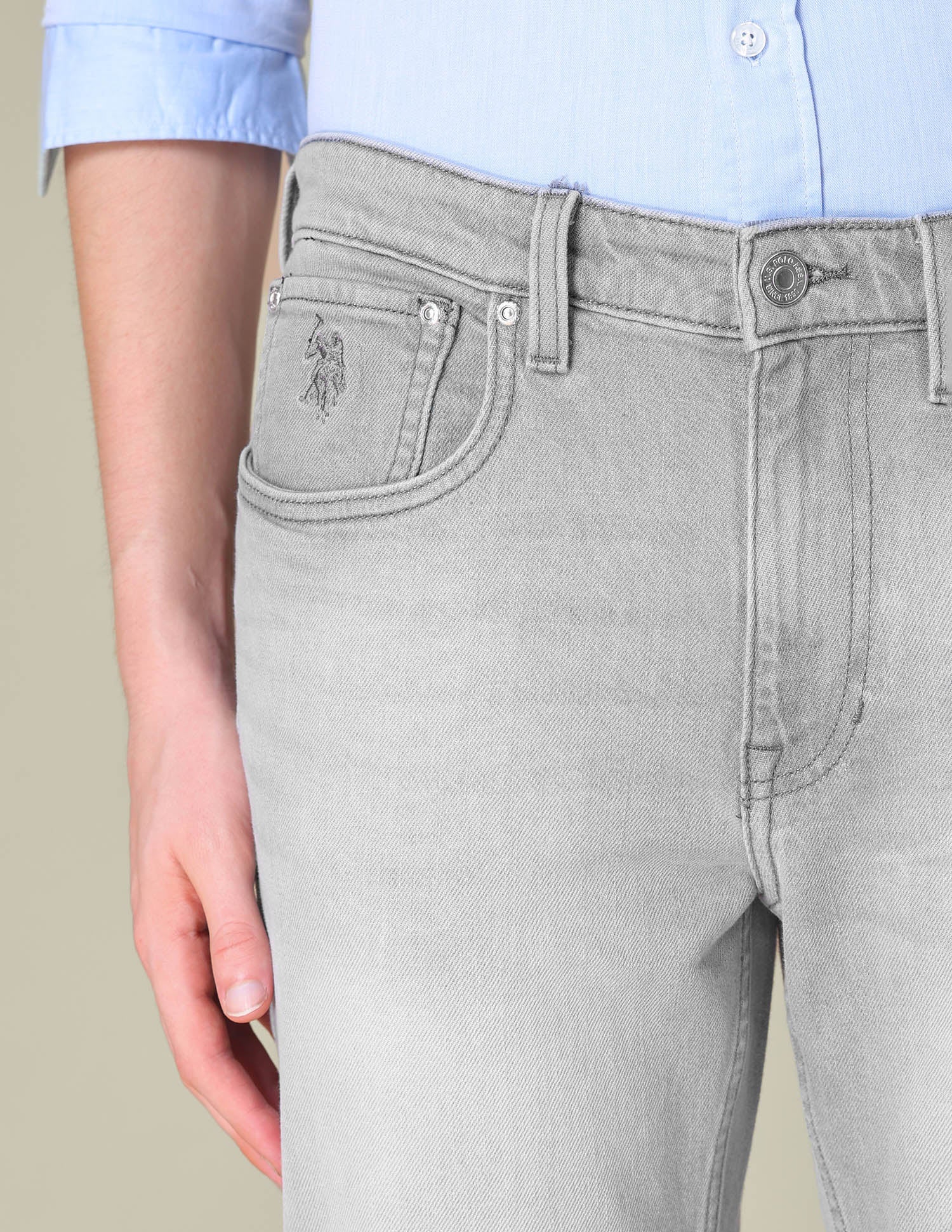 Harold Slim Straight Fit Grey Jeans Light Grey - U.S. POLO ASSN. | Large