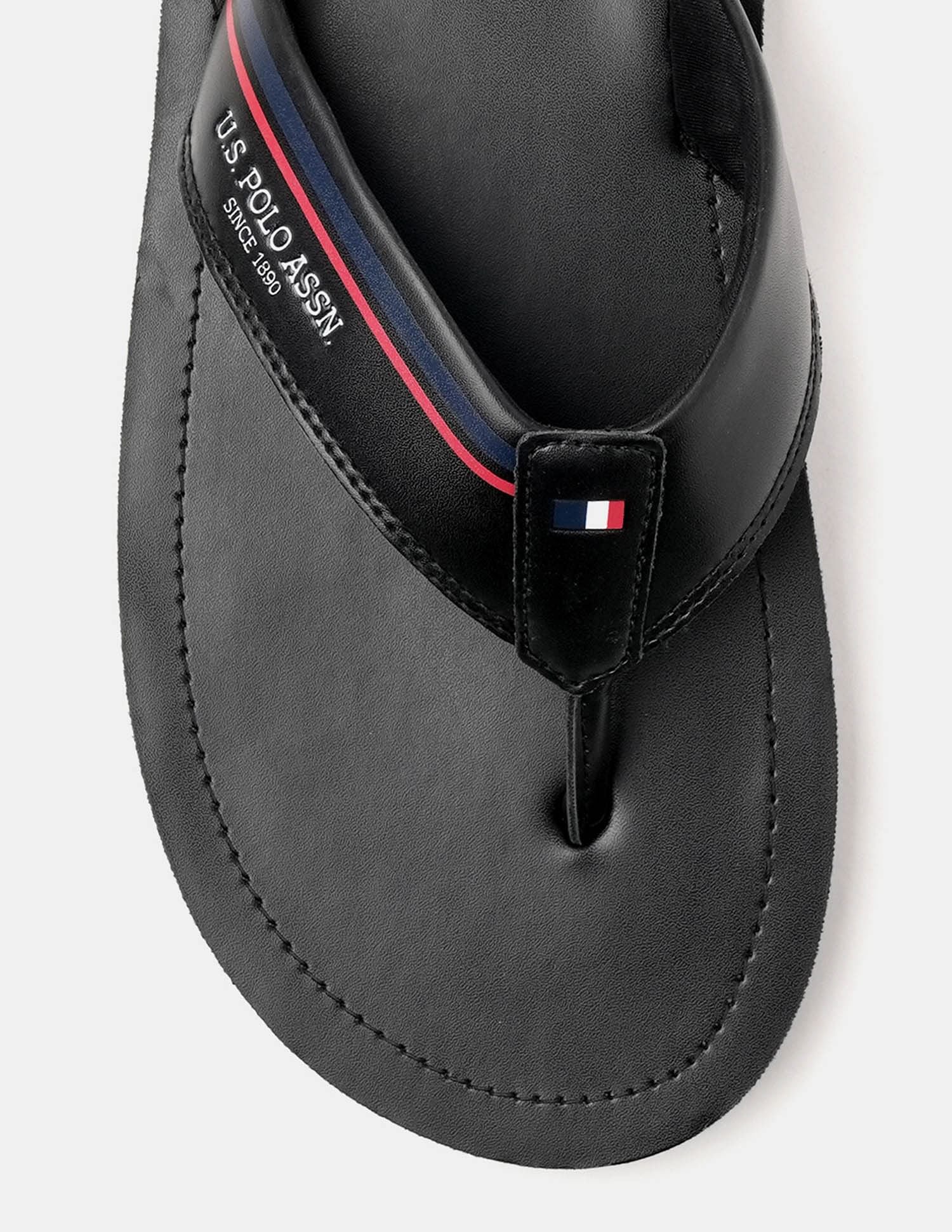 Men Nesta Striped Flip Flops Black - U.S. POLO ASSN. | Large