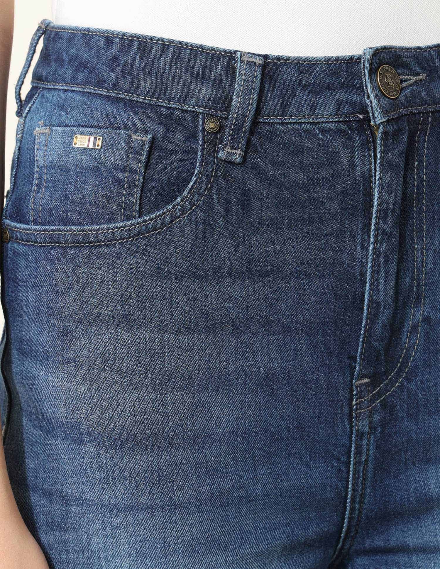 High Rise Wide Leg Comfort Stretch Jeans Dark Blue - U.S. Polo Assn. India | Large