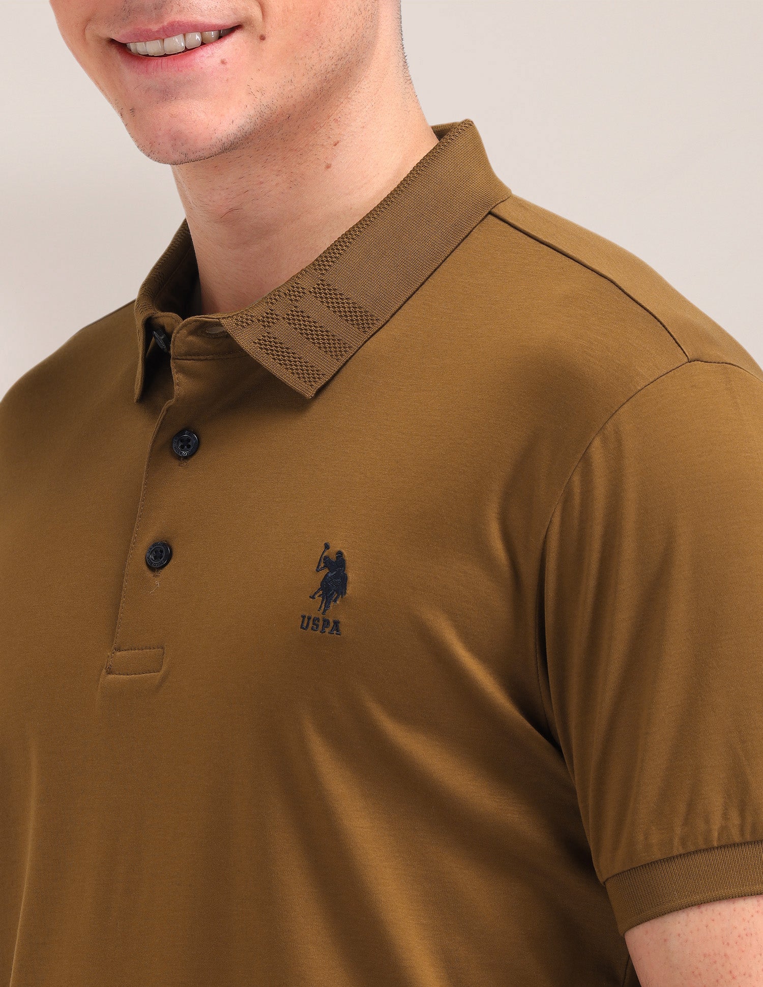 Slim Fit Cotton Polo Shirt Gold - U.S. Polo Assn. India | Large