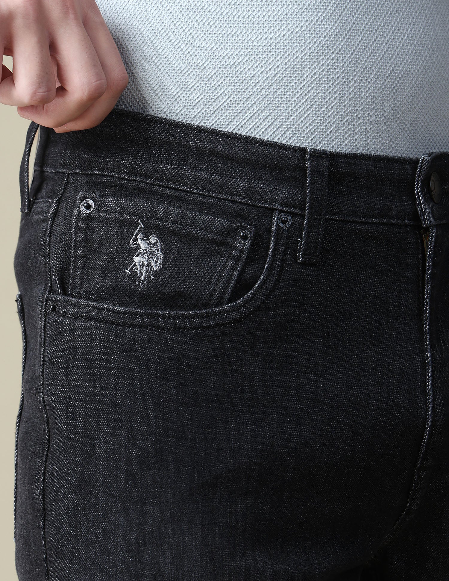 Harold Slim Straight Fit Black Jeans Black - U.S. Polo Assn. India | Large