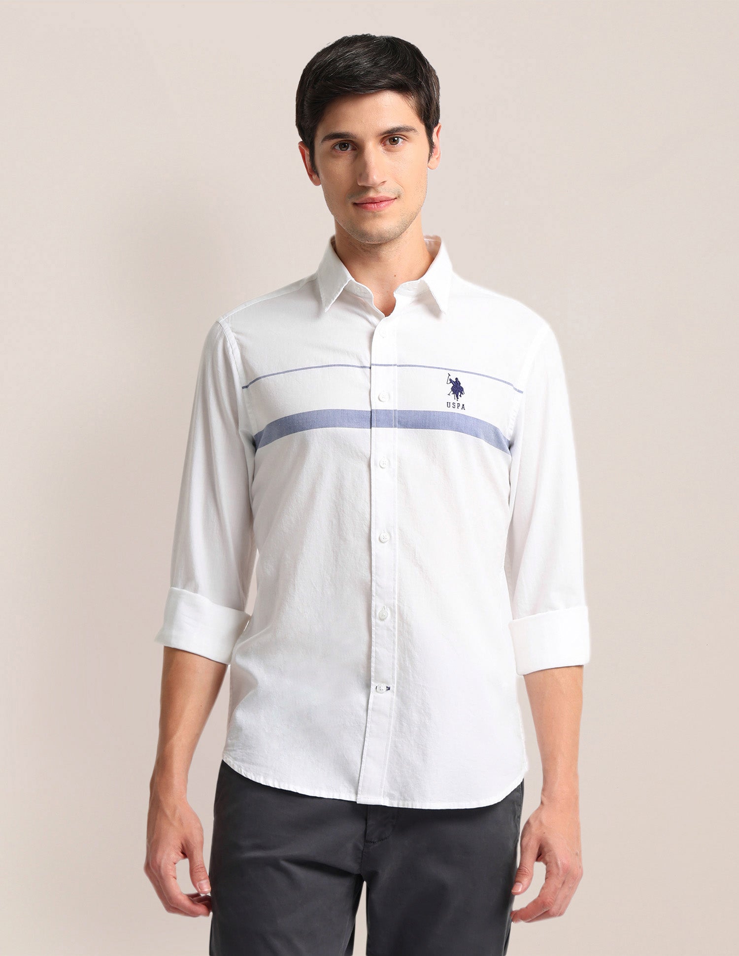 Premium Cotton Tailored Fit Shirt White - U.S. Polo Assn. India | Large