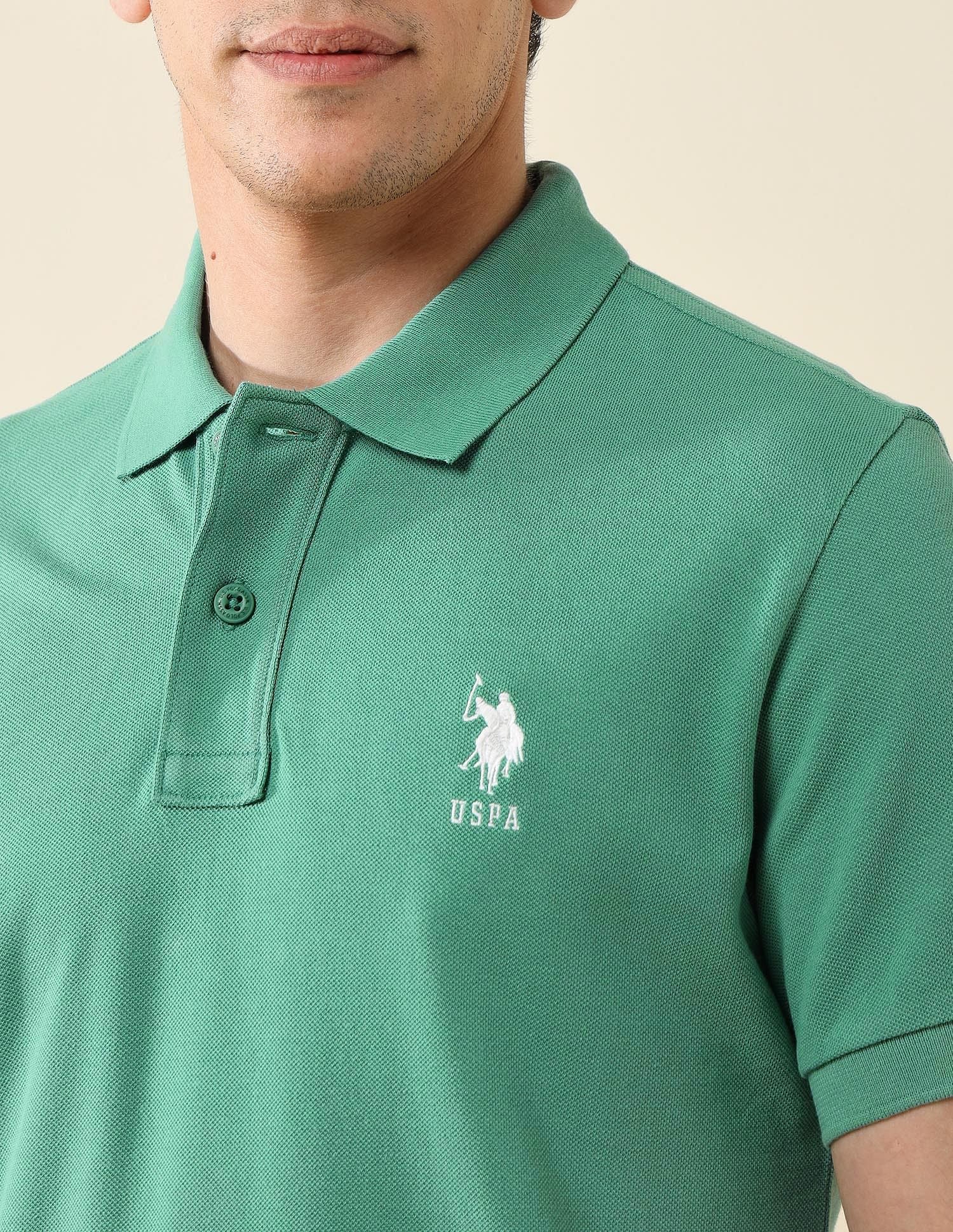 Pure Cotton Slim Fit Polo Shirt Green - U.S. Polo Assn. India | Large