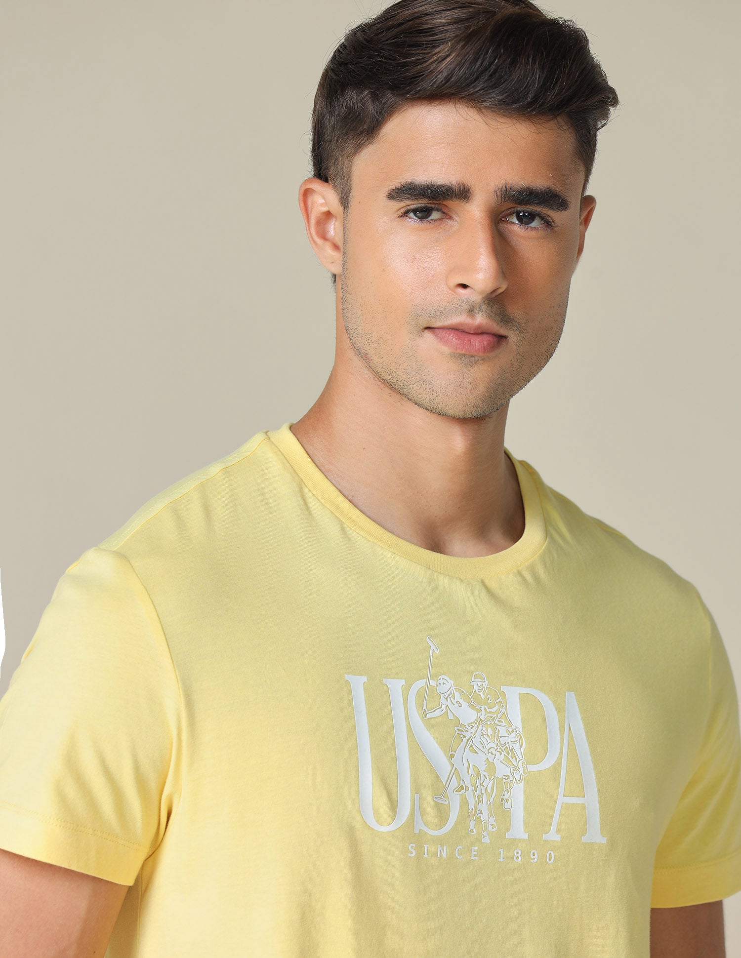 Brand Printed Regular Fit T- Shirt Light Yellow - U.S. POLO ASSN. | Large