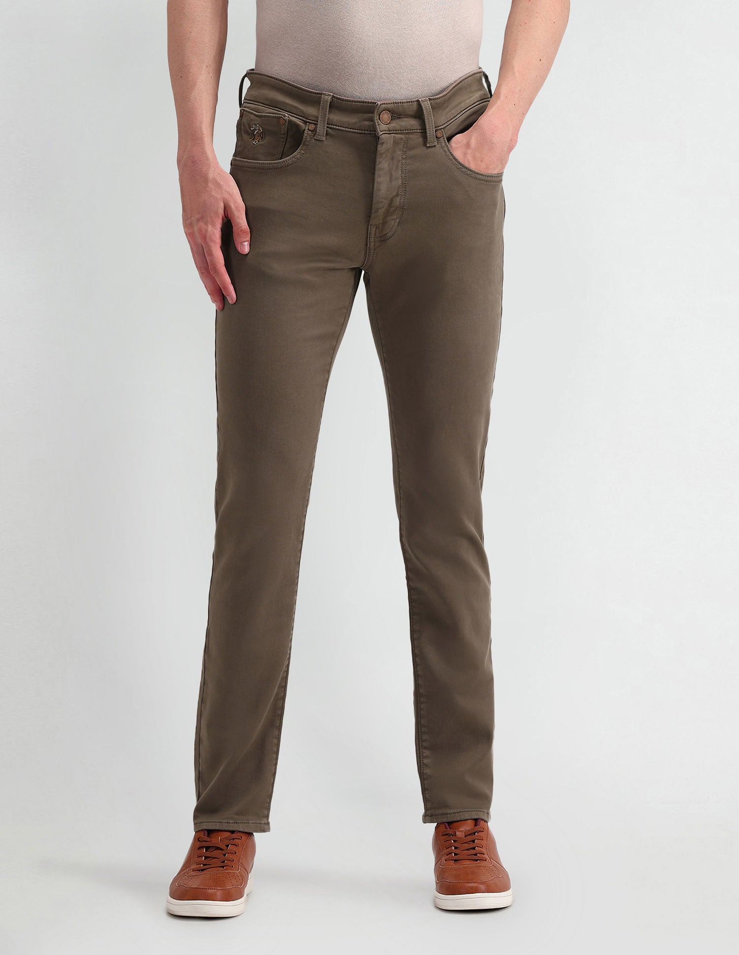 Slim Tapered Fit Brown Jeans Light-Brown - U.S. POLO ASSN. | Large