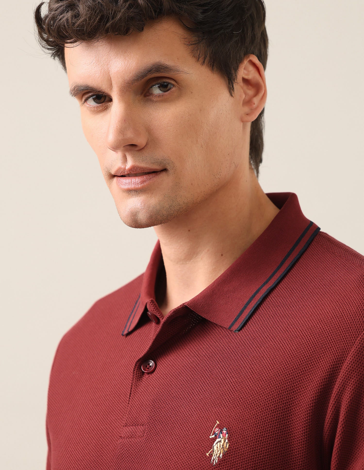 Solid Slim Fit Polo Shirt Rust - U.S. Polo Assn. India | Large