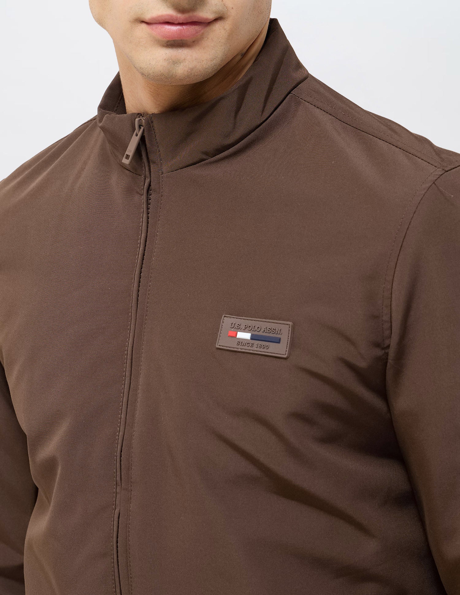 Solid Regular Fit Jacket Dark Brown - U.S. POLO ASSN. | Large