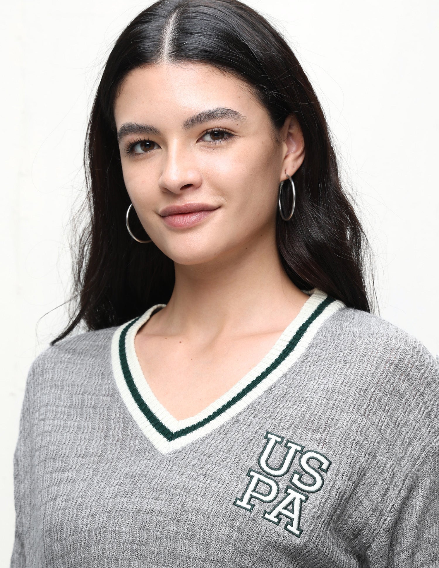 Textured Regular Fit Sweater Grey - U.S. Polo Assn. India | Large