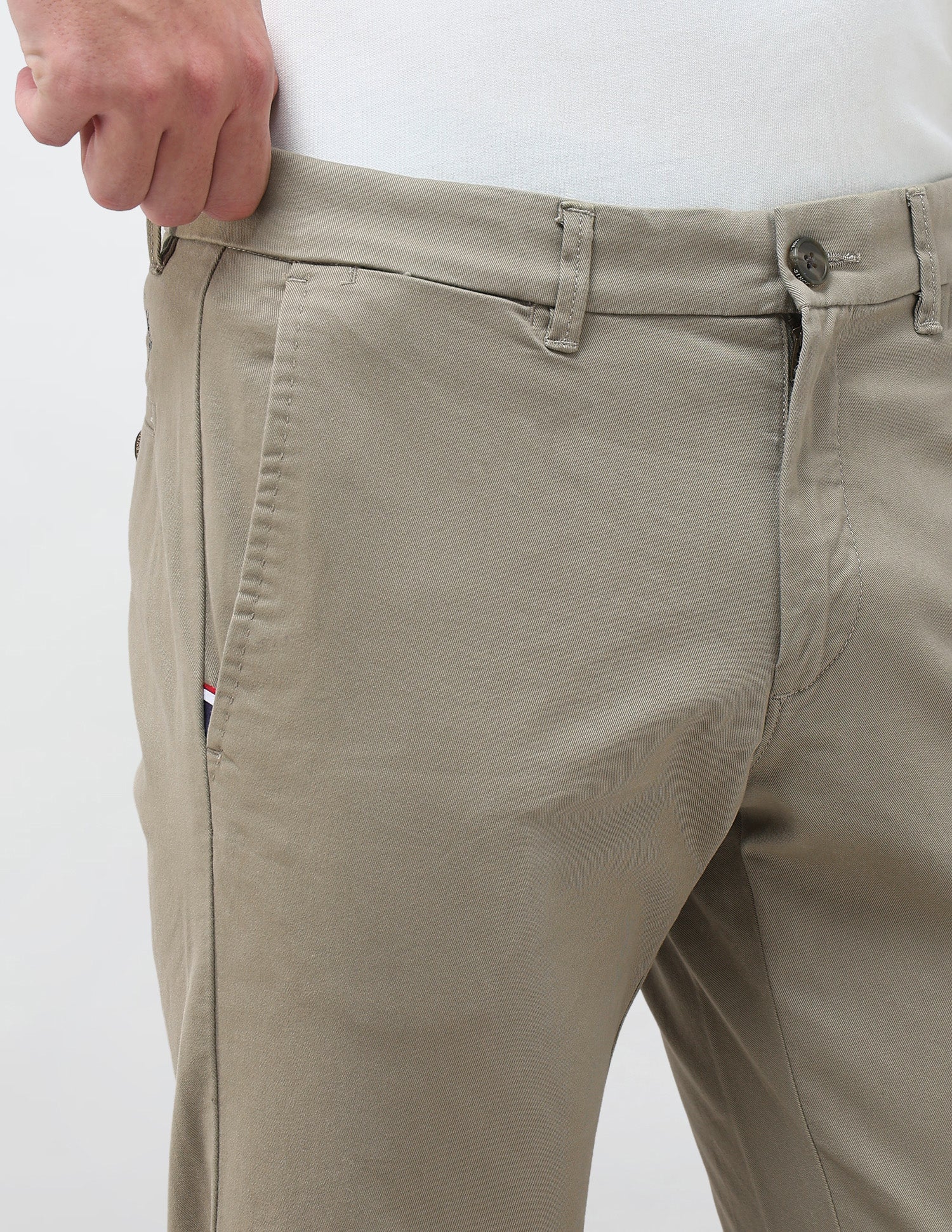 Twill Denver Slim Fit Trousers Light Olive - U.S. Polo Assn. India | Large
