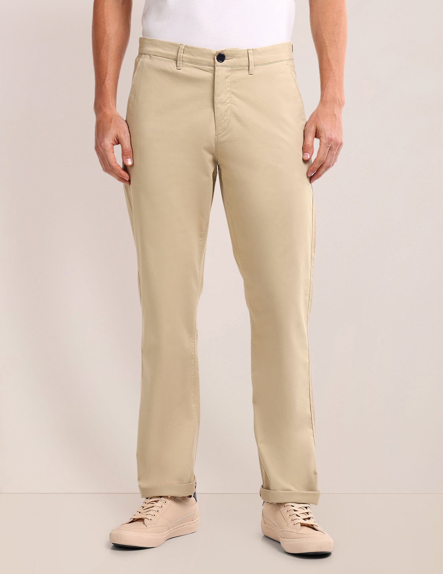 Riley Straight Solid Trousers Khaki - U.S. POLO ASSN. | Large
