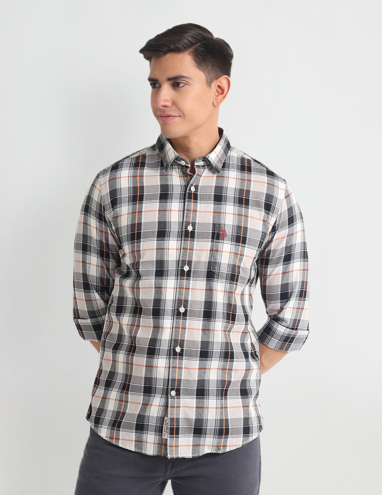 Tartan Check Slim Fit Shirt Black - U.S. Polo Assn. India | Large