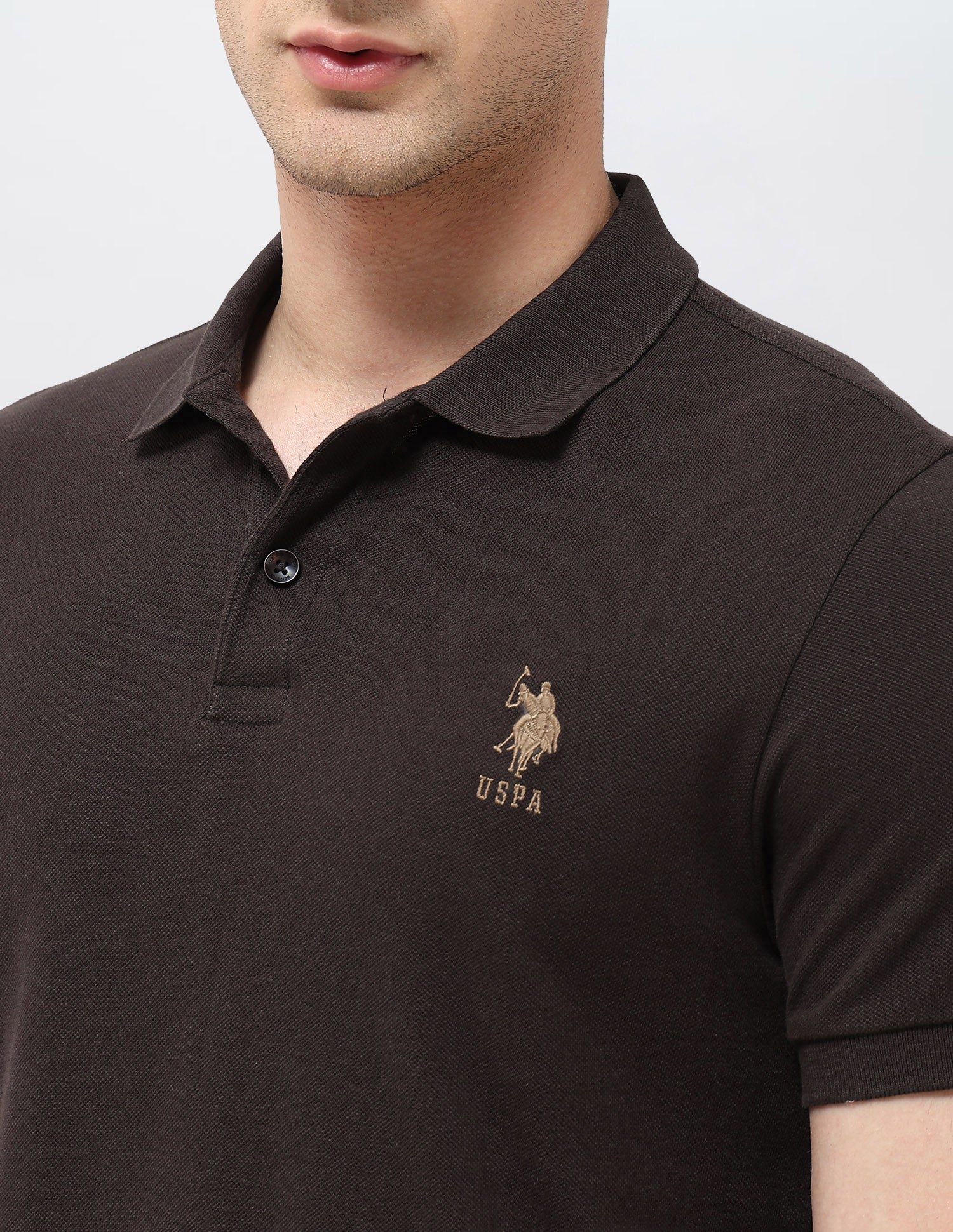 Graphic Brand Printed Regular Fit Polo Shirt Dark Brown - U.S. POLO ASSN. | Large