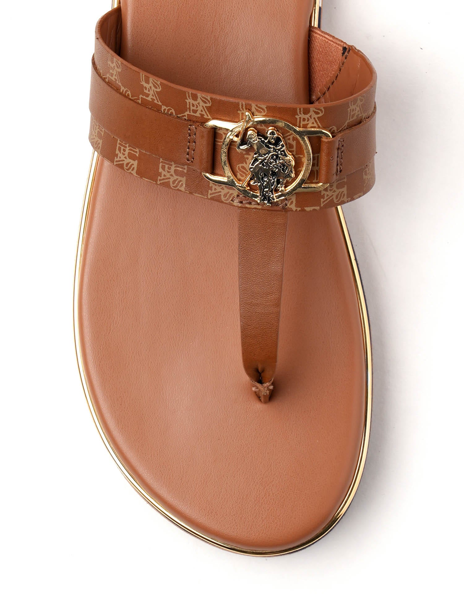 Women Abigail Flat Sandals Tan - U.S. Polo Assn. India | Large