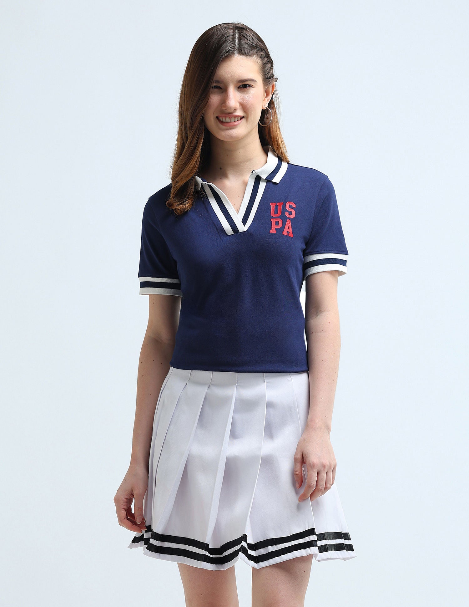 Broad Tipped Collar Solid Polo Shirt Navy - U.S. POLO ASSN. | Large