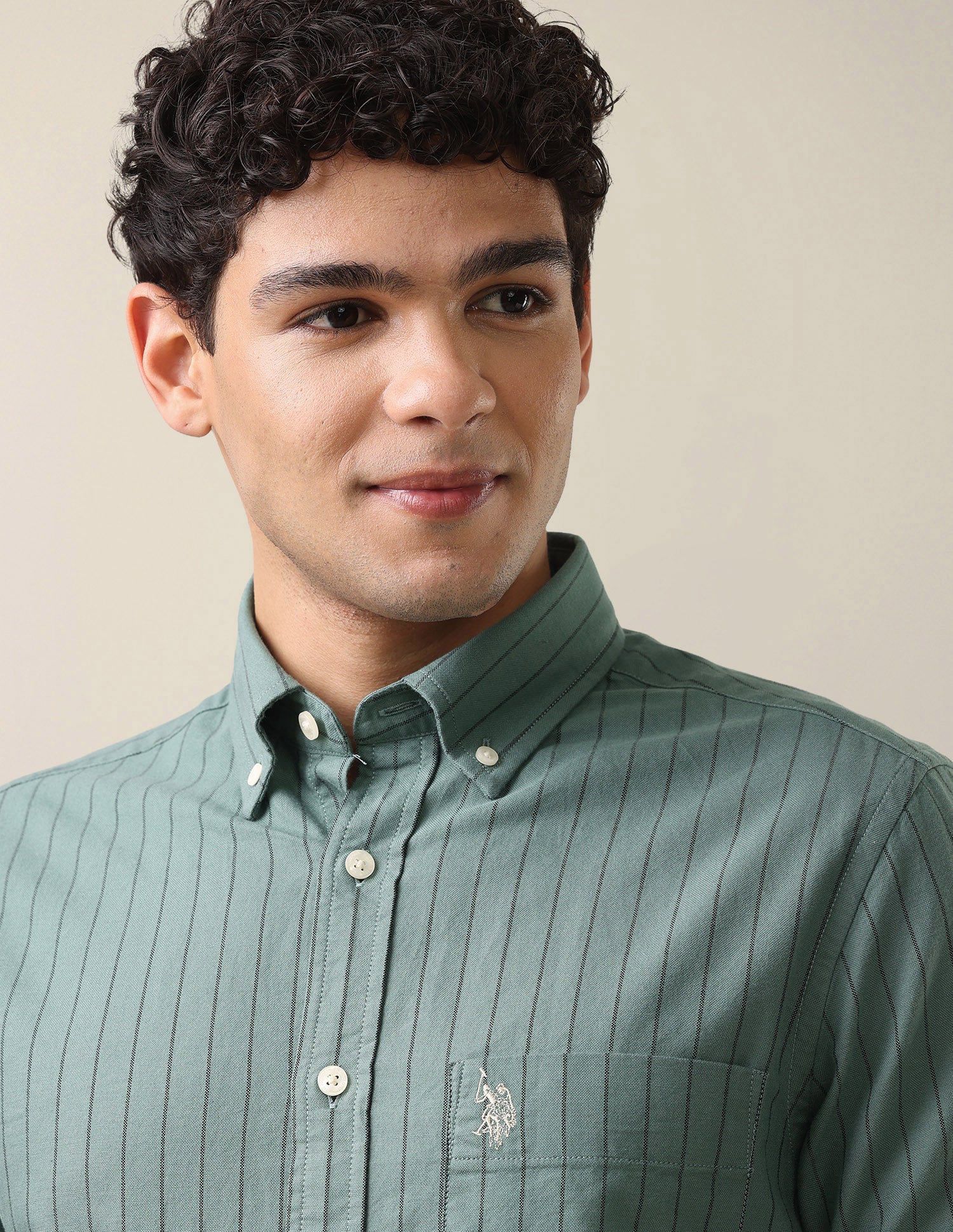 Oxford Tailored Fit Button-Down Collar Shirt Green - U.S. Polo Assn. India | Large
