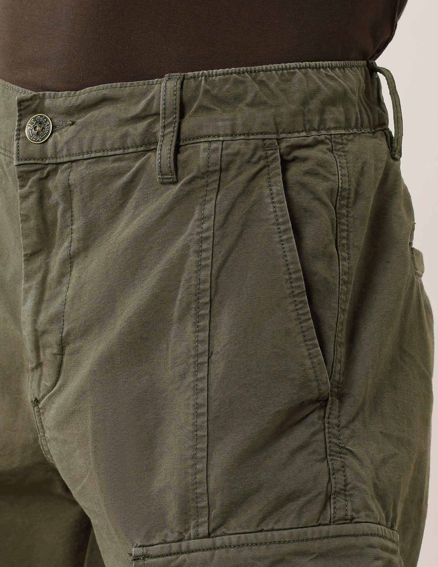 Mid Rise Straight Fit Twill Cargos Green - U.S. Polo Assn. India | Large