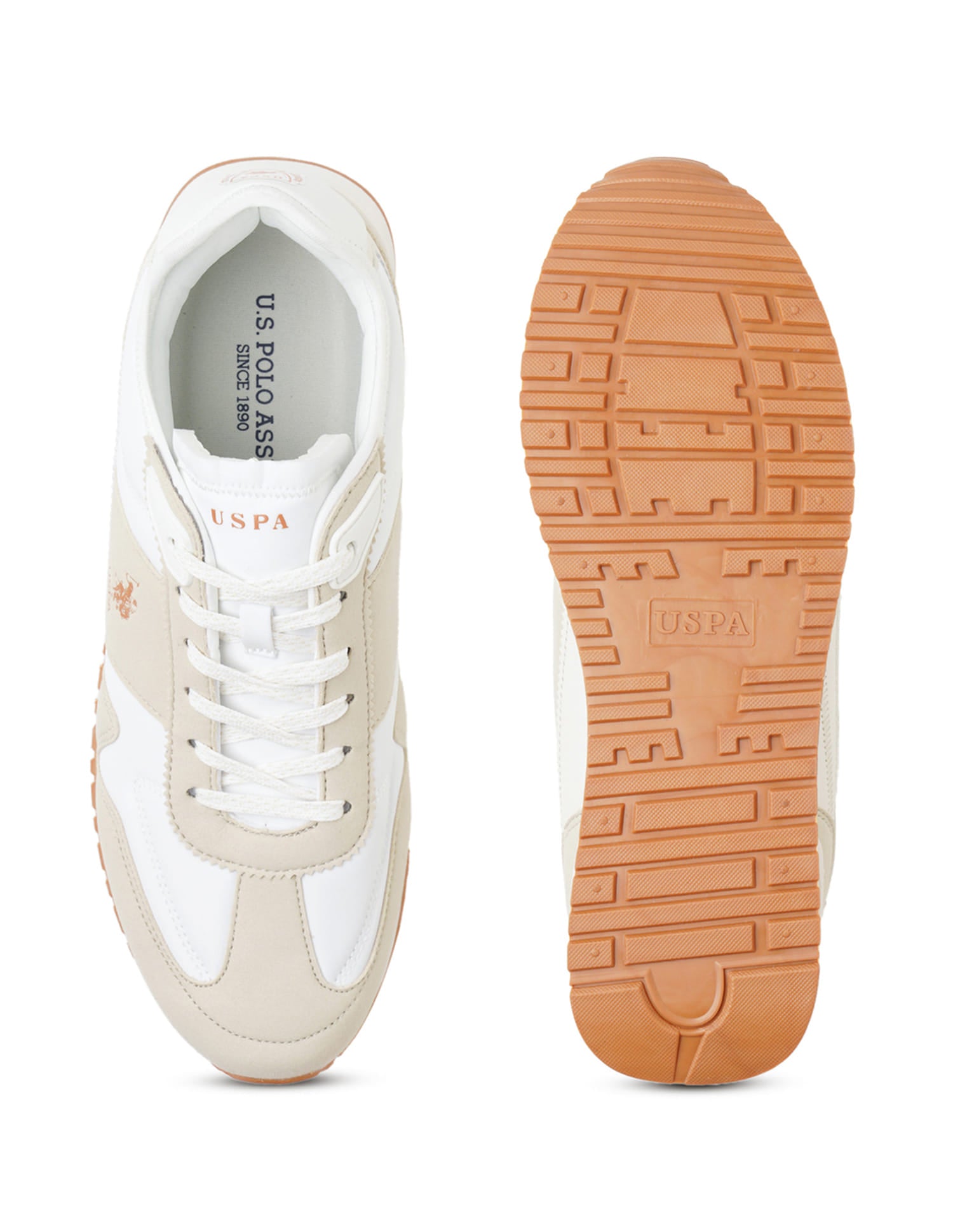 Men Tygo Beige Retro Sneakers Beige and White - U.S. Polo Assn. India | Large