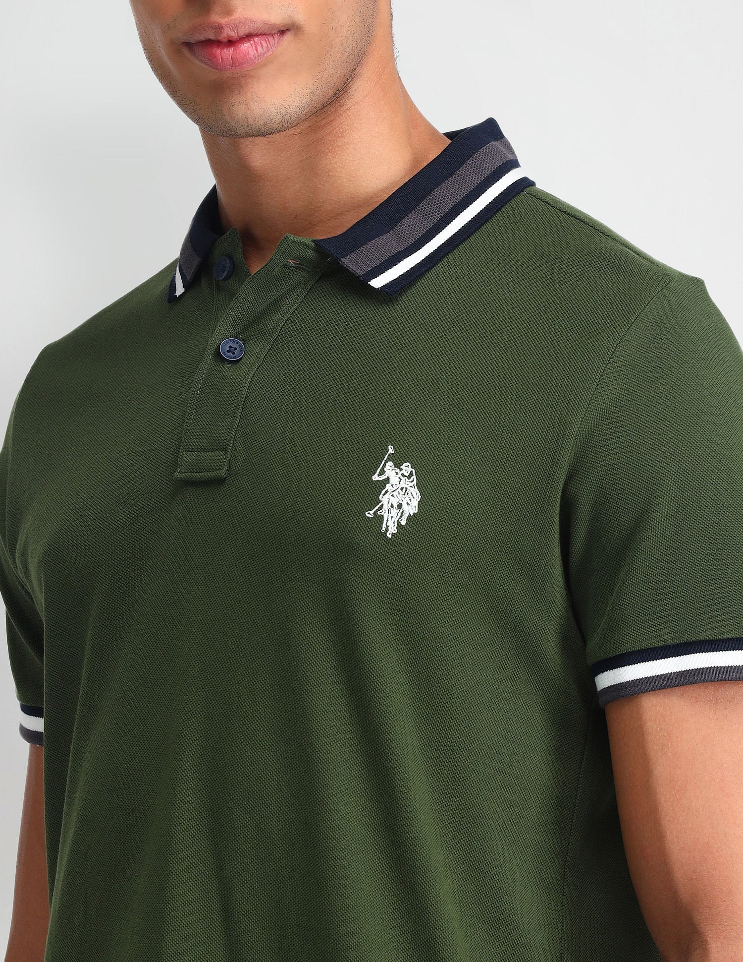 Outdoor Muscle Fit Solid Polo Shirt Dark Green - U.S. POLO ASSN. | Large