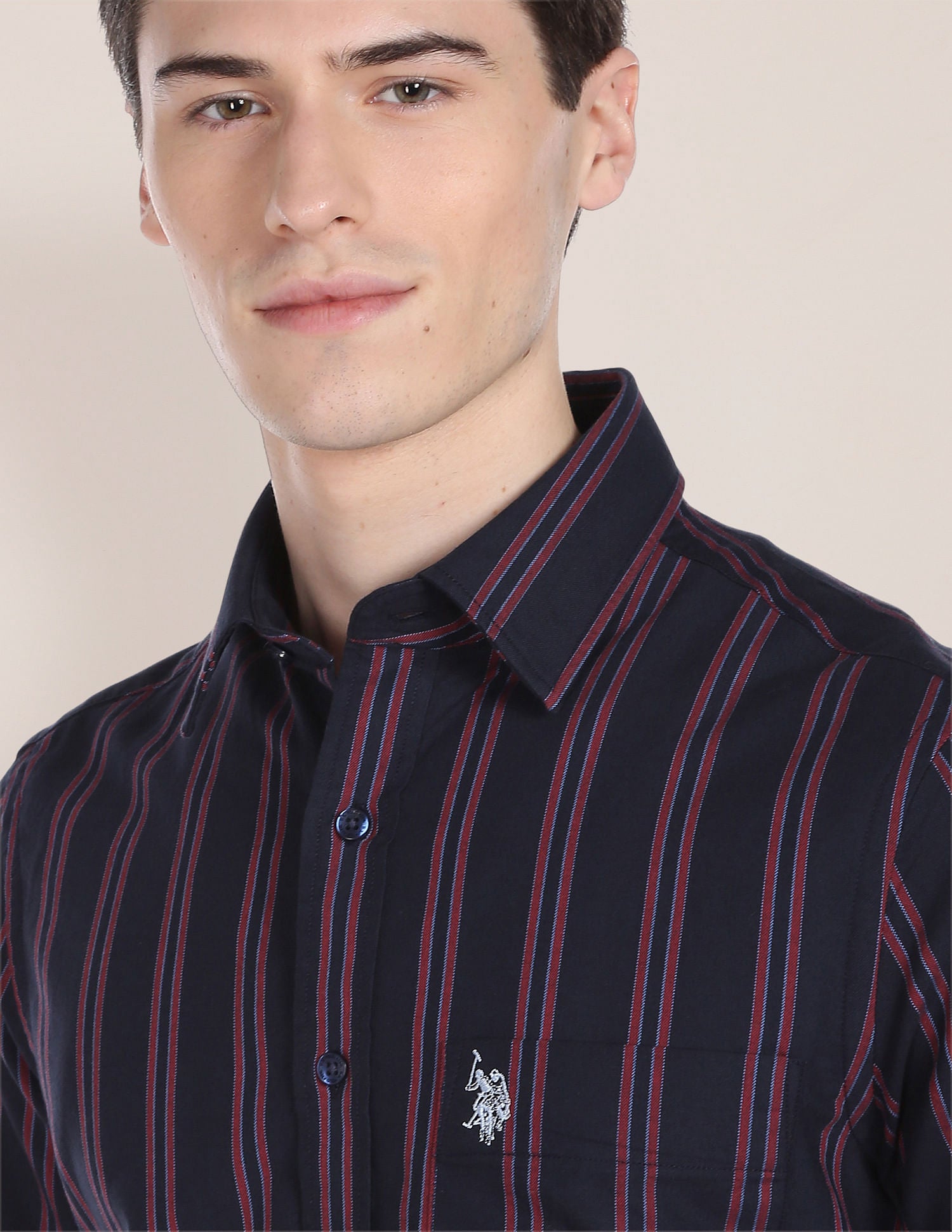 Iconic Oxford Stripe Shirt Navy - U.S. POLO ASSN. | Large