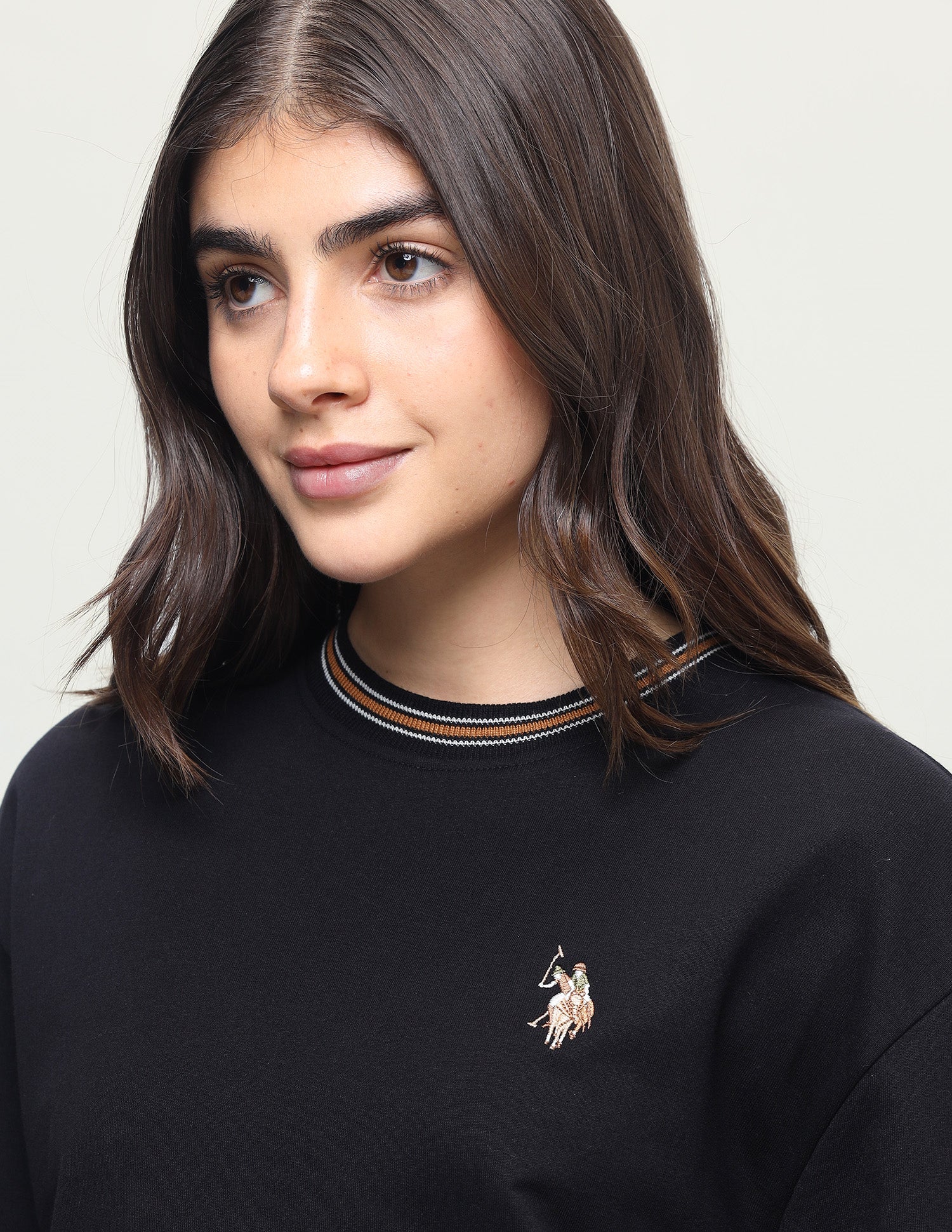 Solid Oversized Fit Sweatshirt Black - U.S. Polo Assn. India | Large