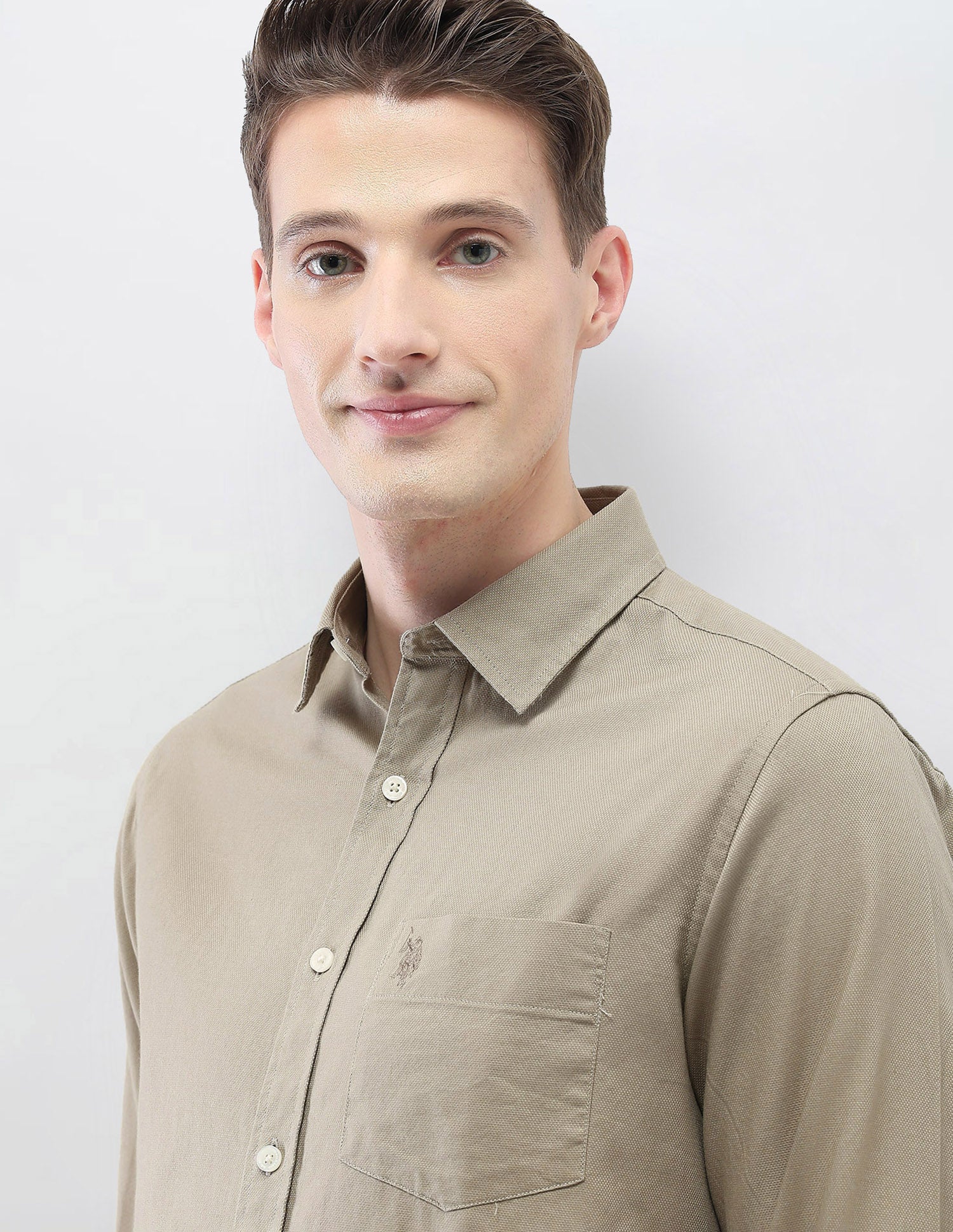 New Port Marina Regular Fit Shirt Khaki - U.S. Polo Assn. India | Large