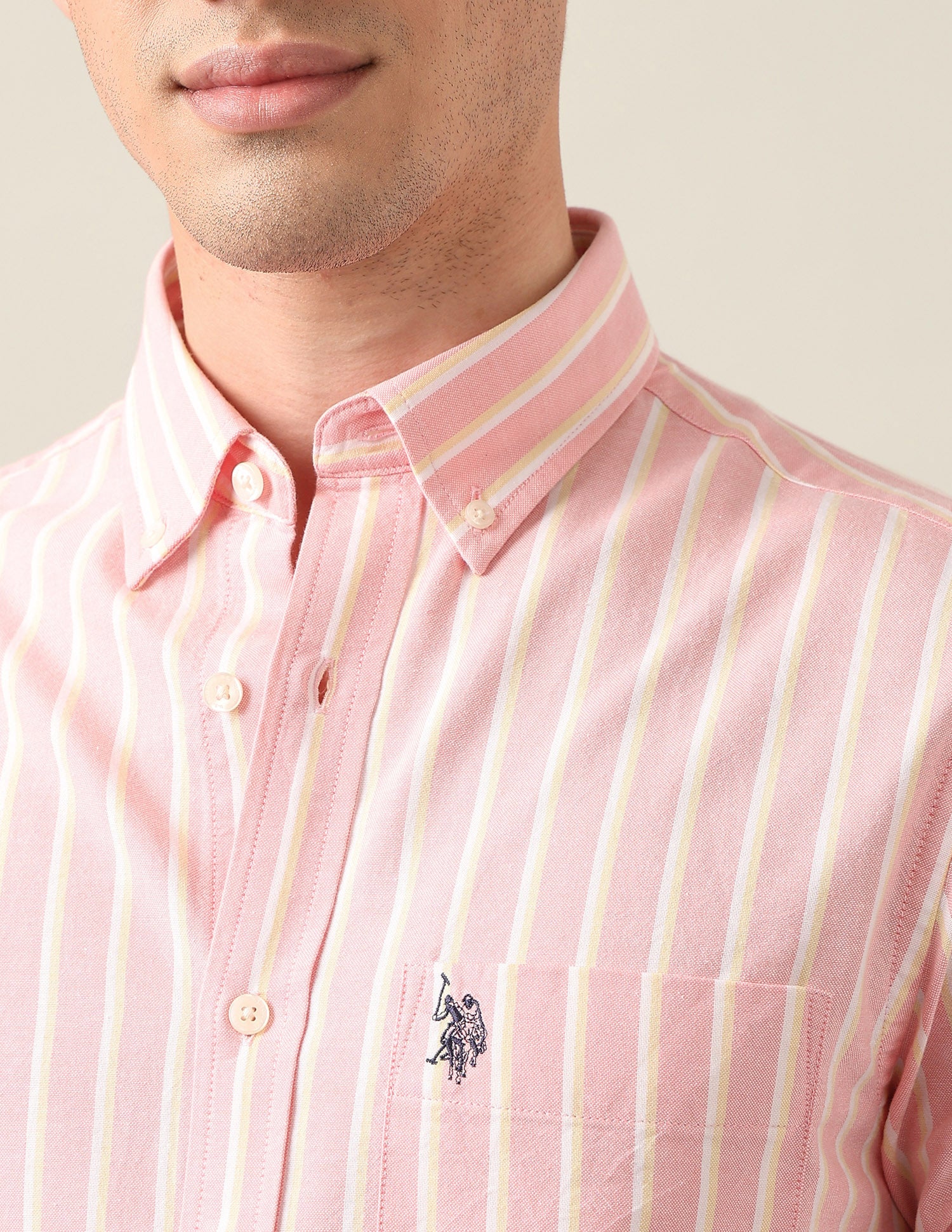 Vertical Striped Oxford Shirt Pink - U.S. Polo Assn. India | Large