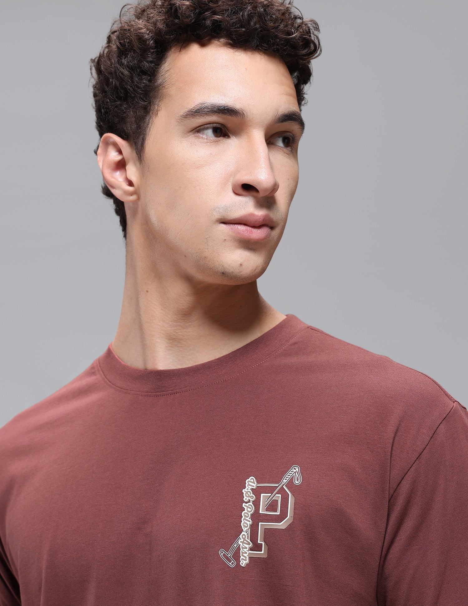Regular Shape Retention OEE16 Lounge T-Shirt Sable - U.S. Polo Assn. India | Large