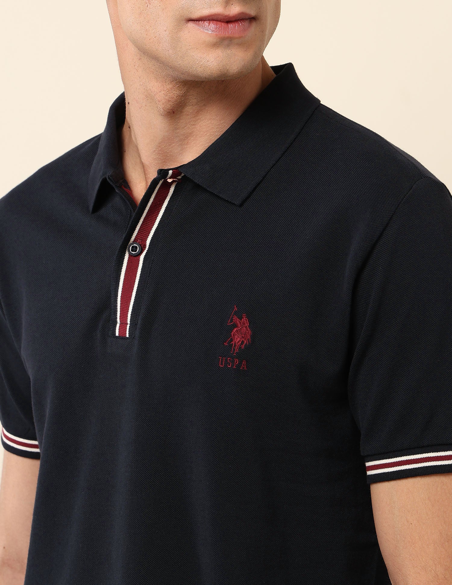 Solid Slim Fit Polo Shirt Navy - U.S. Polo Assn. India | Large