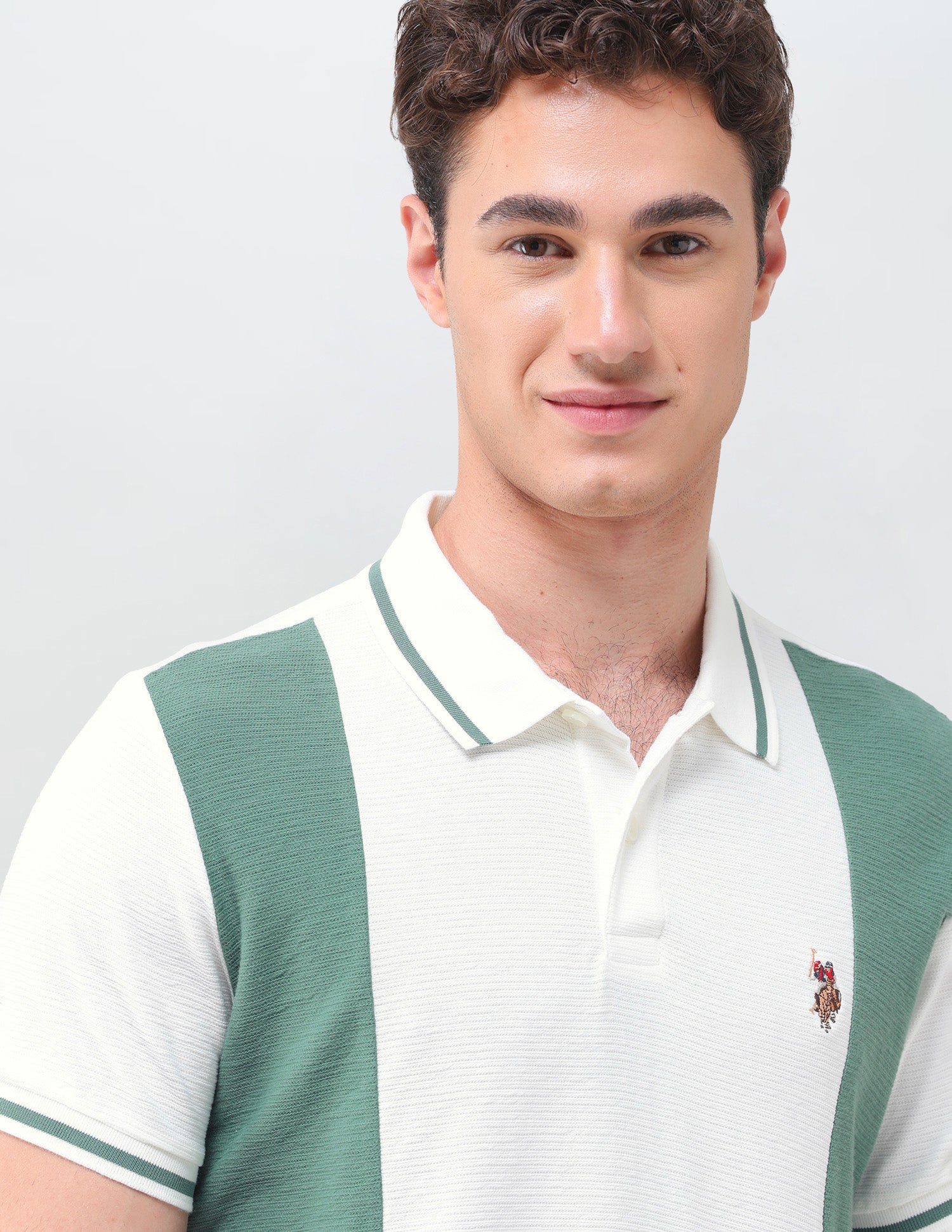 Colourblocked Slim Fit Polo Shirt Ivory - U.S. Polo Assn. India | Large