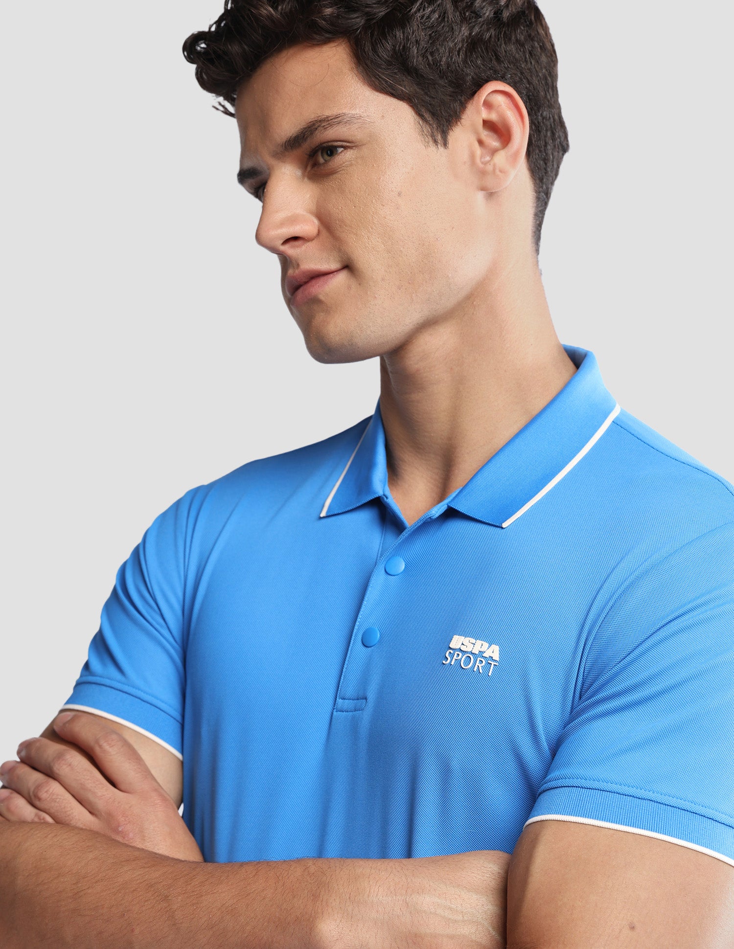 Solid Regular Fit Active Polo Shirt Blue - U.S. Polo Assn. India | Large