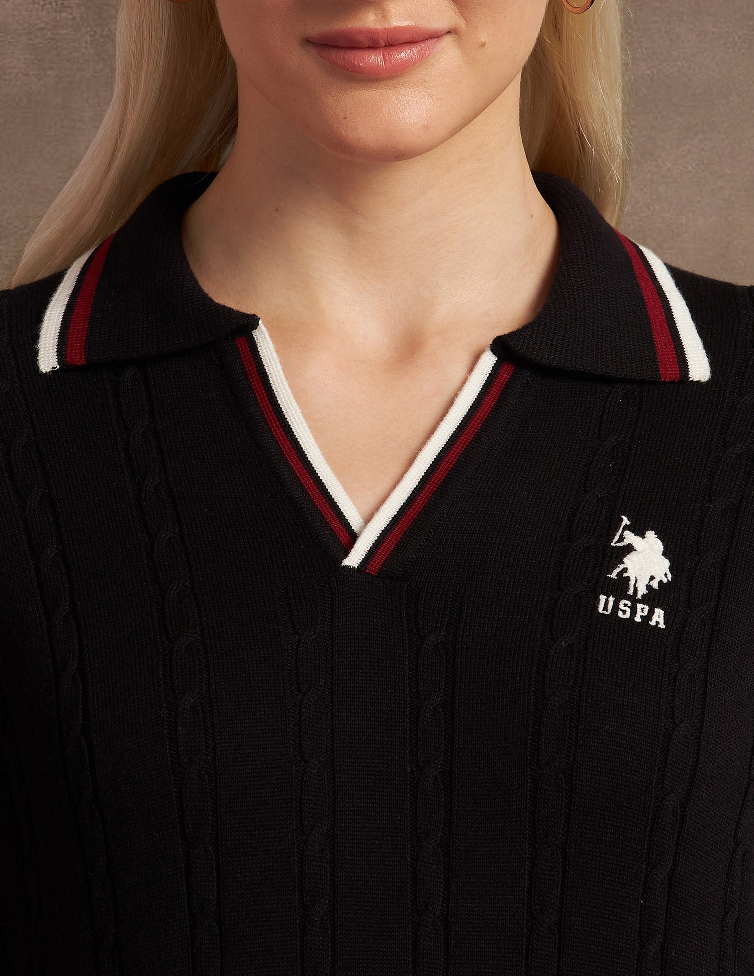 Regular Fit Cable Knit Sweater Black - U.S. POLO ASSN. | Large