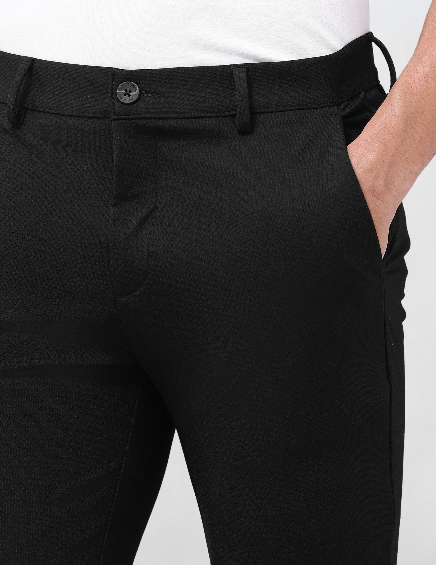 Denver Slim Fit Mid Rise Trousers Black - U.S. Polo Assn. India | Large