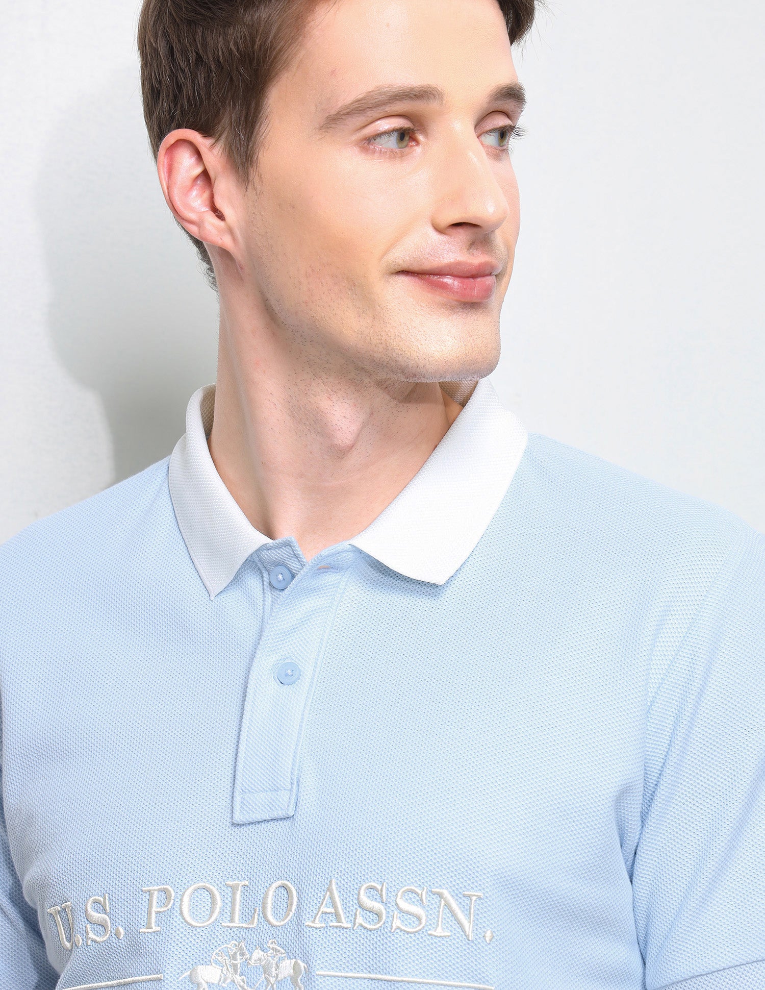 Brand Embroidered Slim Fit Polo Shirt Light Blue - U.S. Polo Assn. India | Large