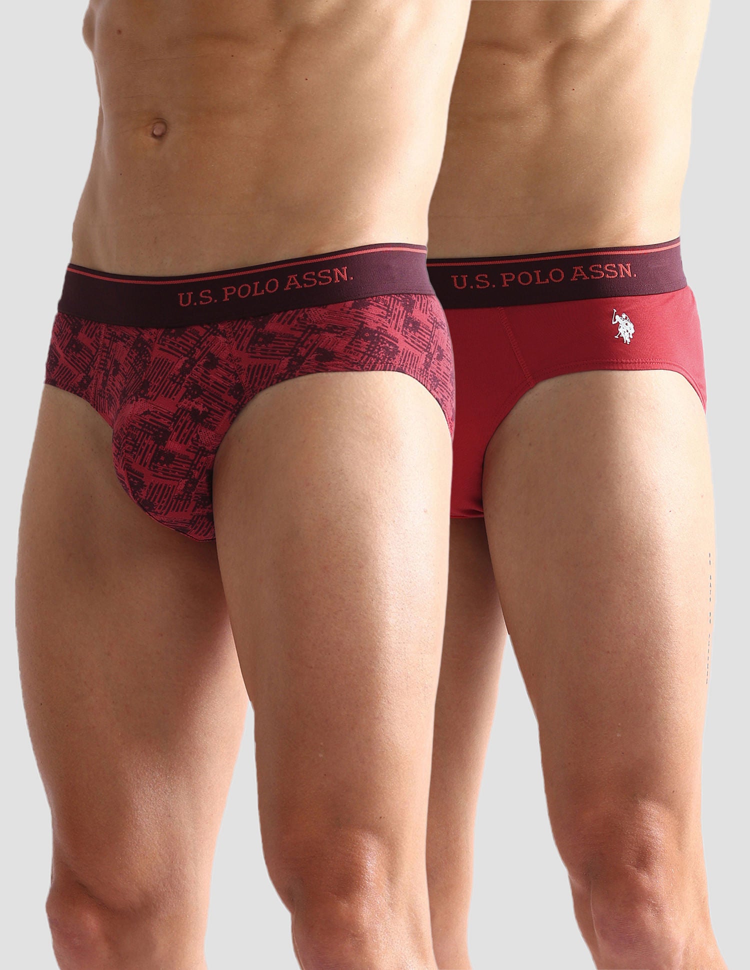 Pure Cotton Antibacterial OEB08 Briefs - Pack Of 2 Red - U.S. POLO ASSN. | Large