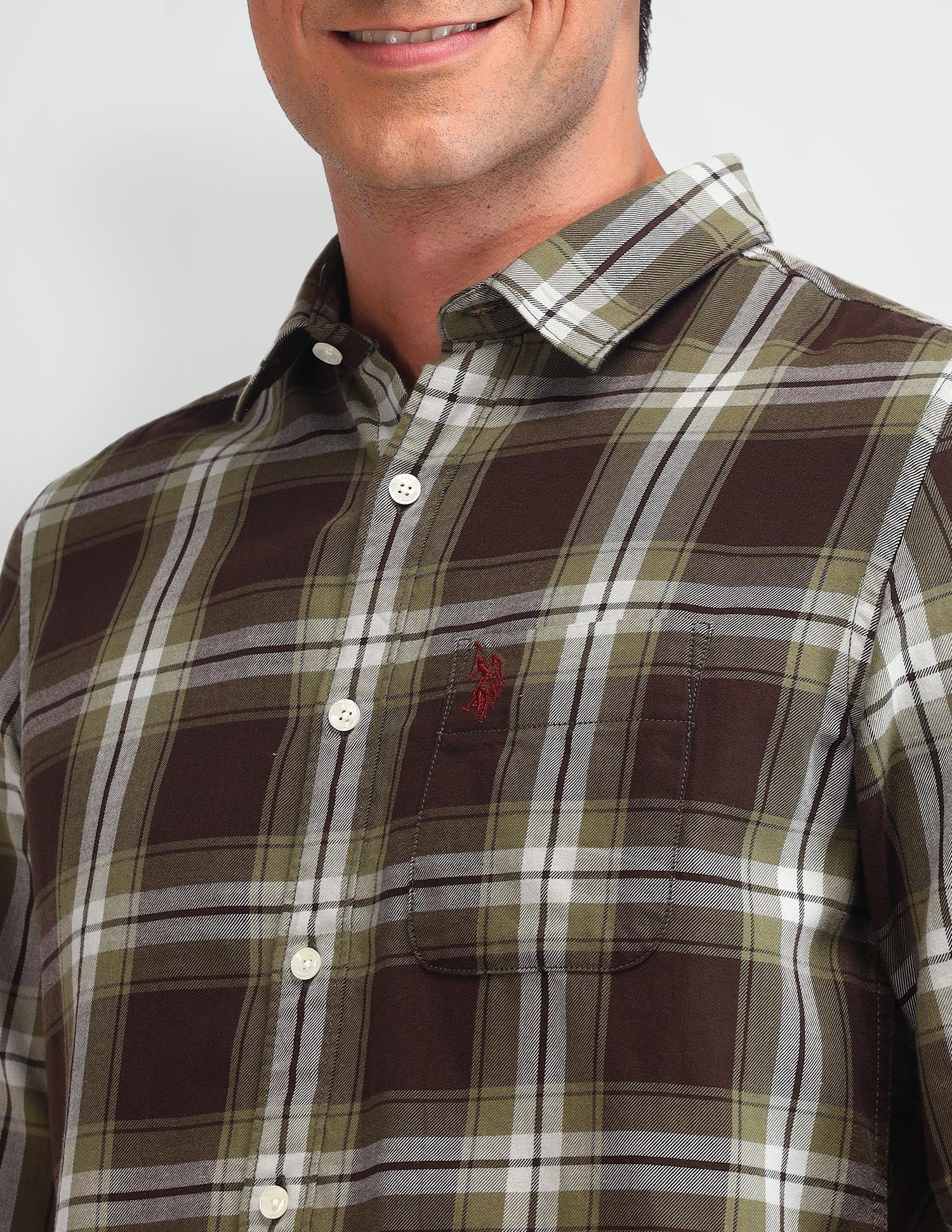 Dupplin Checked Twill Shirt Green - U.S. Polo Assn. India | Large