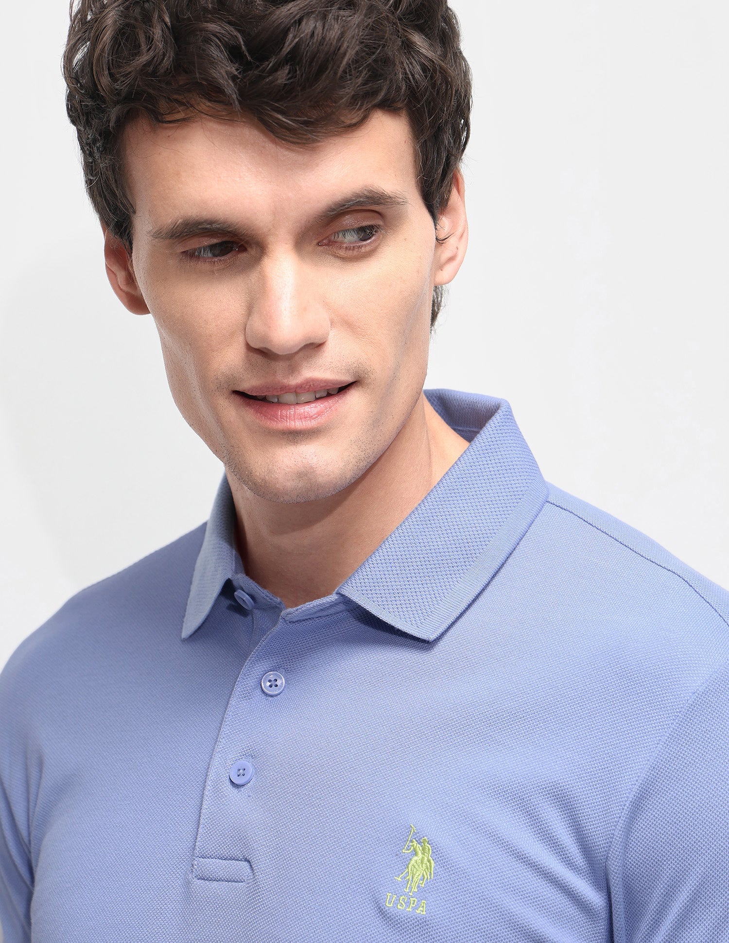 Solid Slim Fit Polo Shirt Blue - U.S. Polo Assn. India | Large